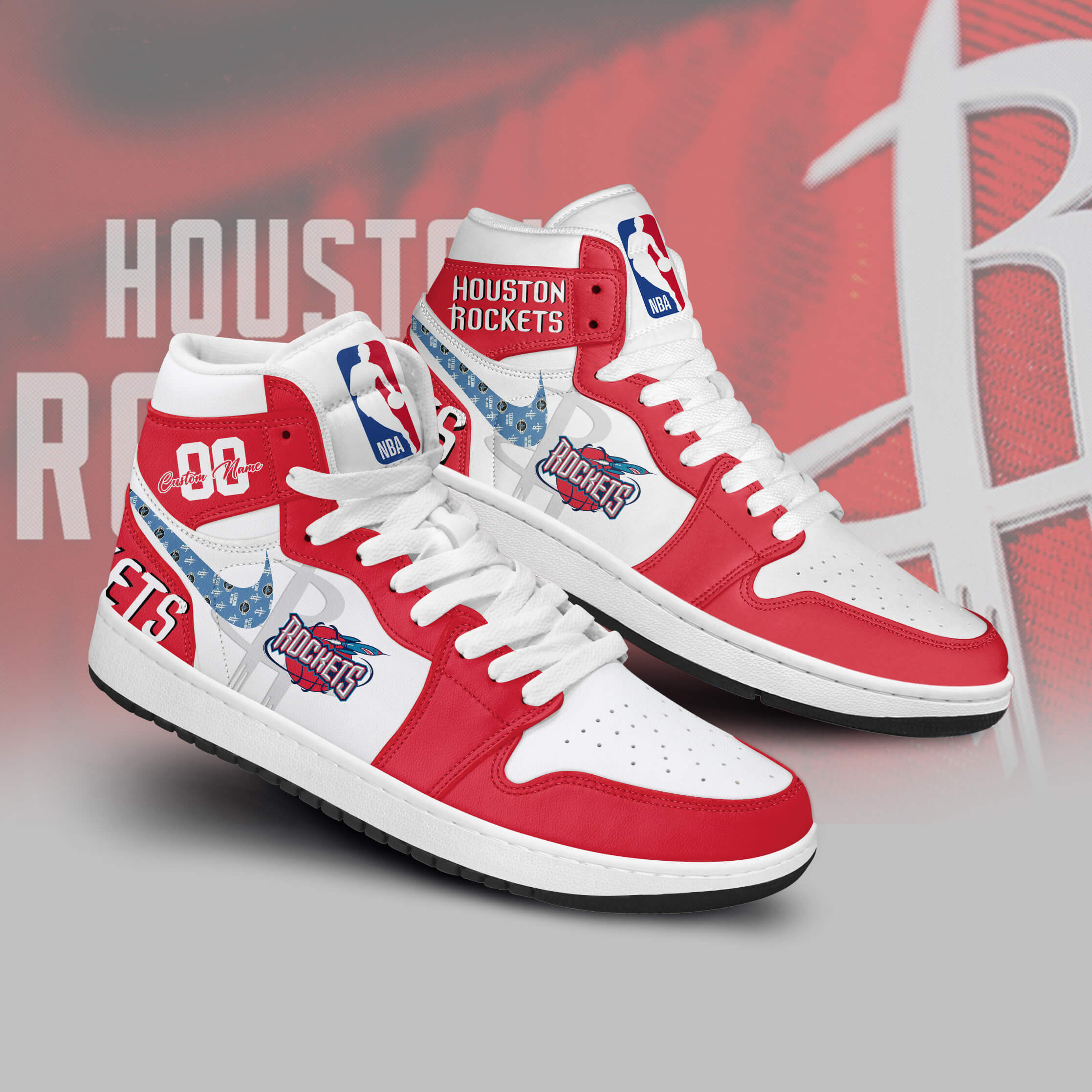 JWFancy Houston Rockets AJ1 High Sneakers Shoes For Men And Women