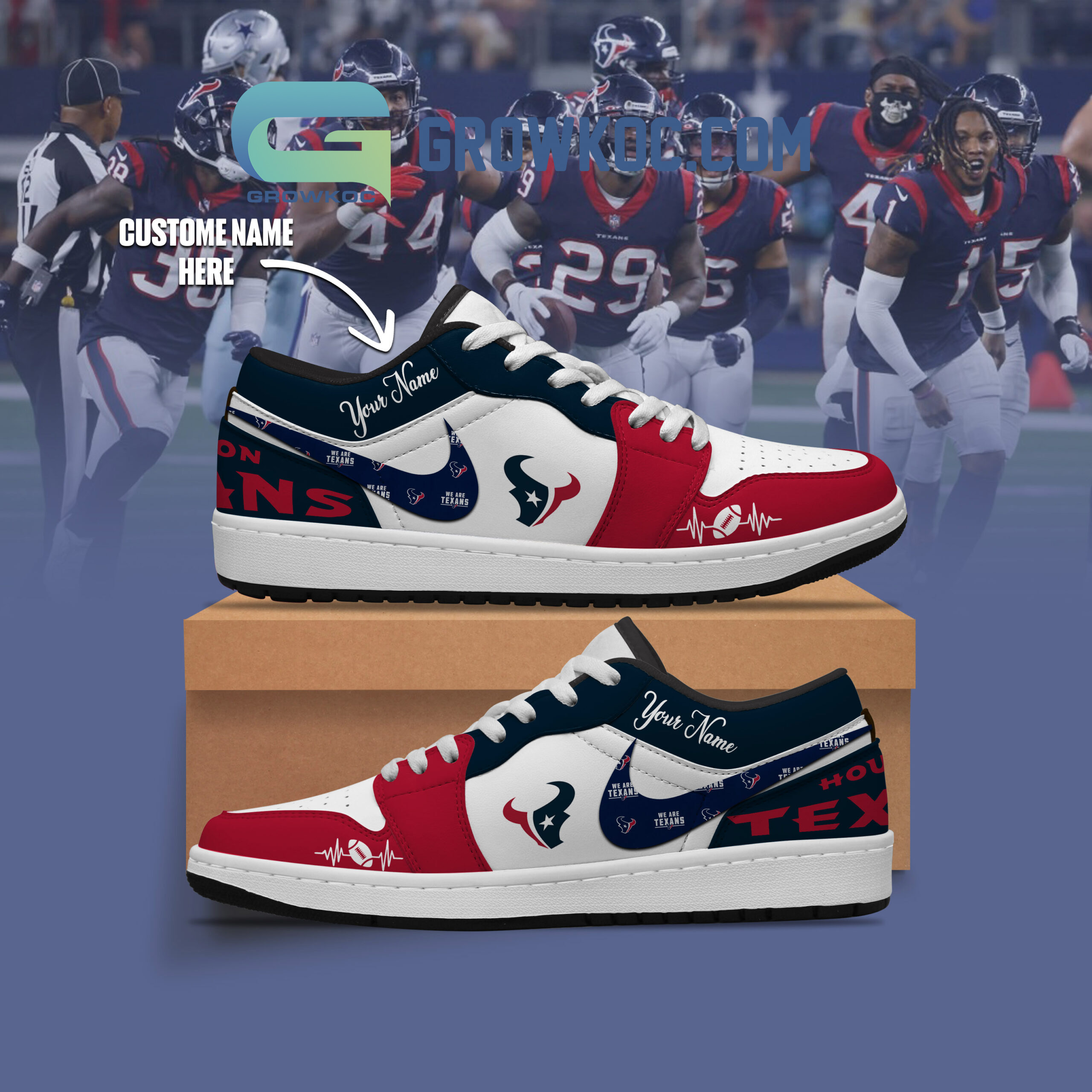 JWFancy Houston Texans AJ1 Low Sneakers Shoes For Men And Women