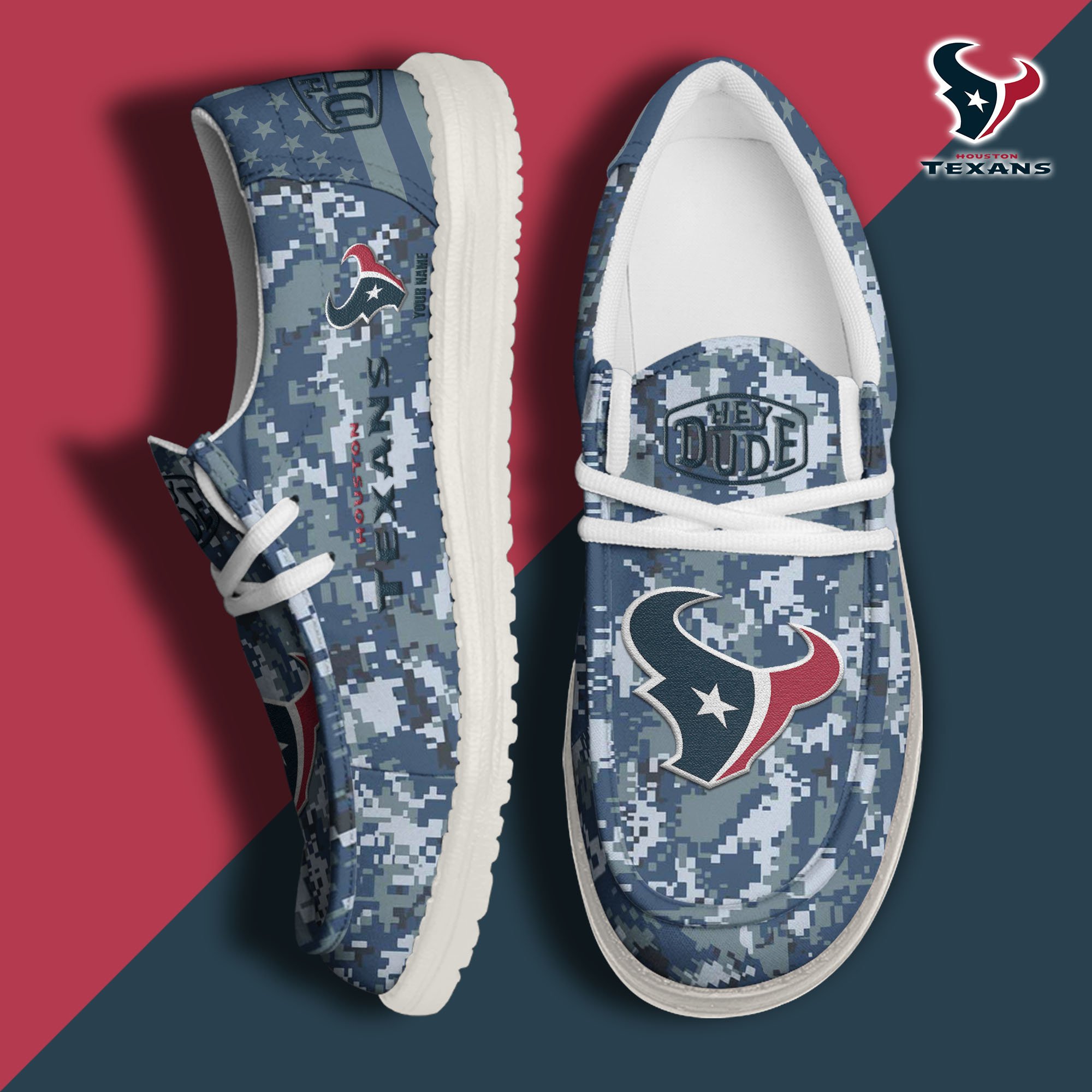 JWFancy Houston Texans Hey Dude Shoes Wally Men's Lace Up Loafers Comfortable For Men And Women
