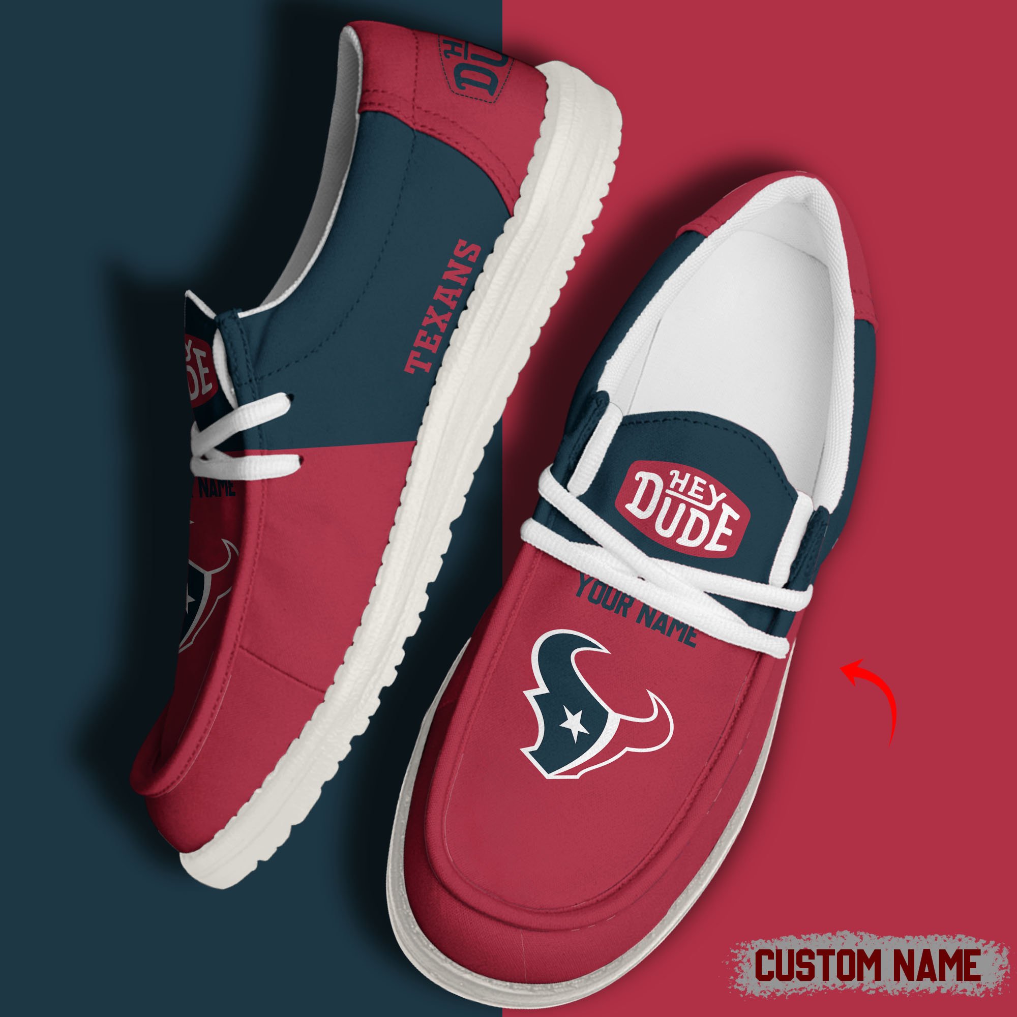JWFancy Houston Texans Hey Dude Shoes Wally Men's Lace Up Loafers Comfortable For Men And Women