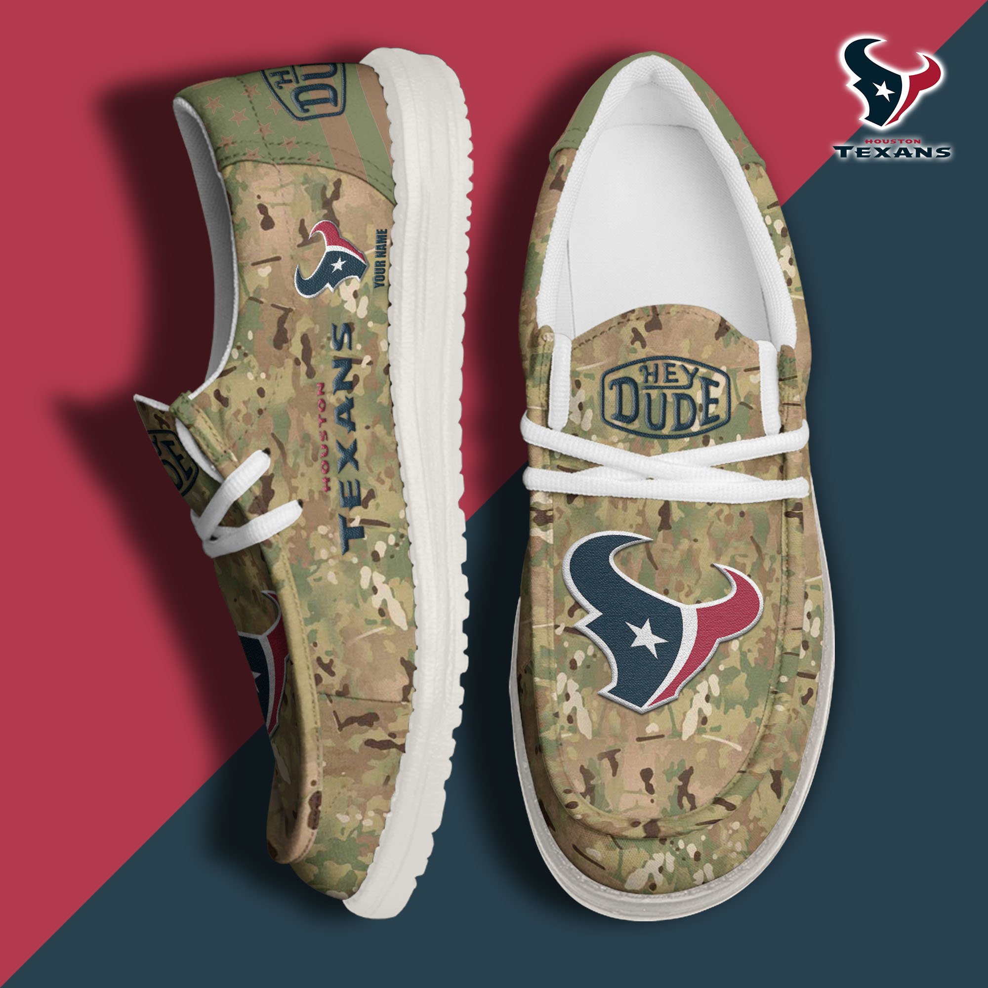JWFancy Houston Texans Hey Dude Shoes Wally Men's Lace Up Loafers Comfortable For Men And Women