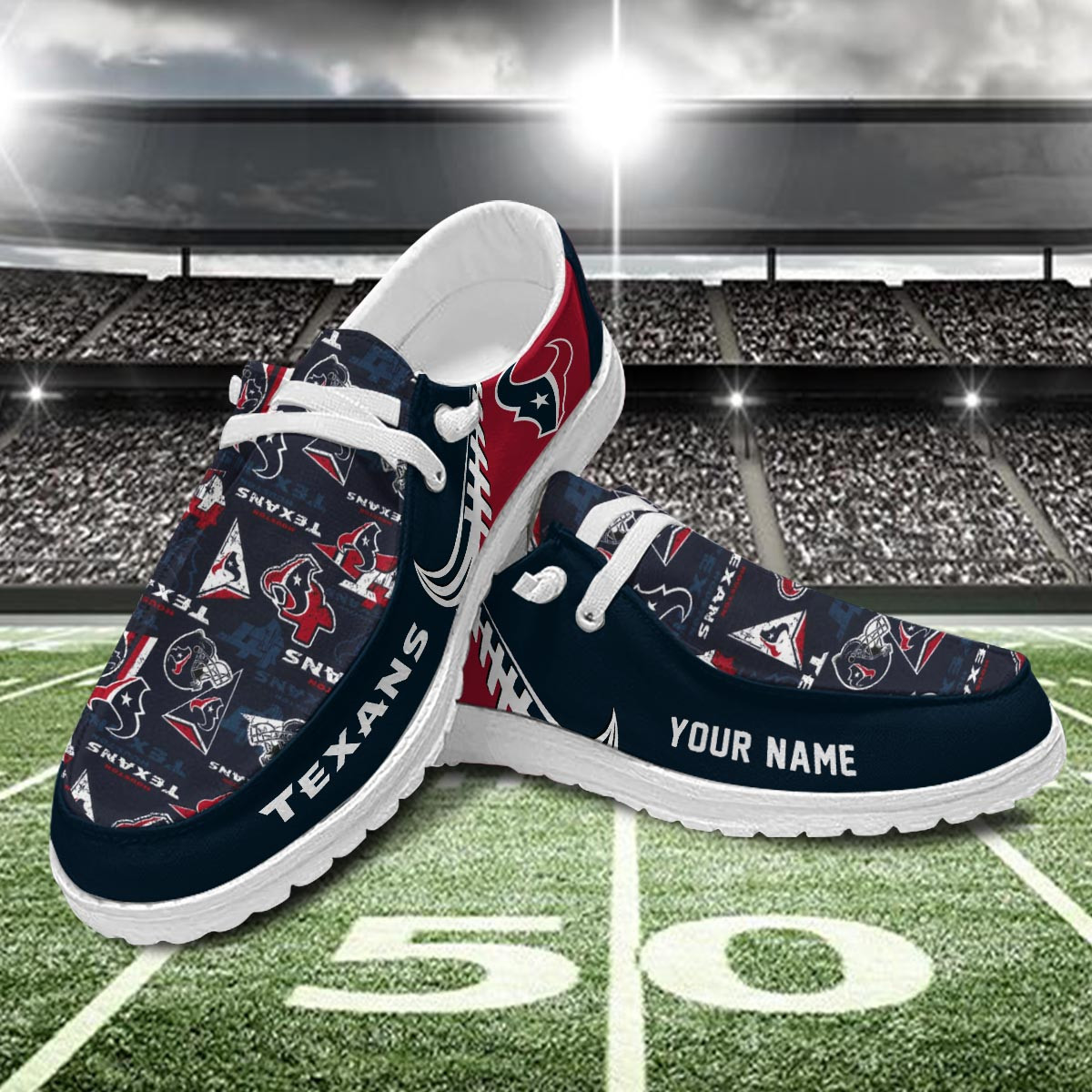 JWFancy Houston Texans Hey Dude Shoes Wally Men's Lace Up Loafers Comfortable For Men And Women