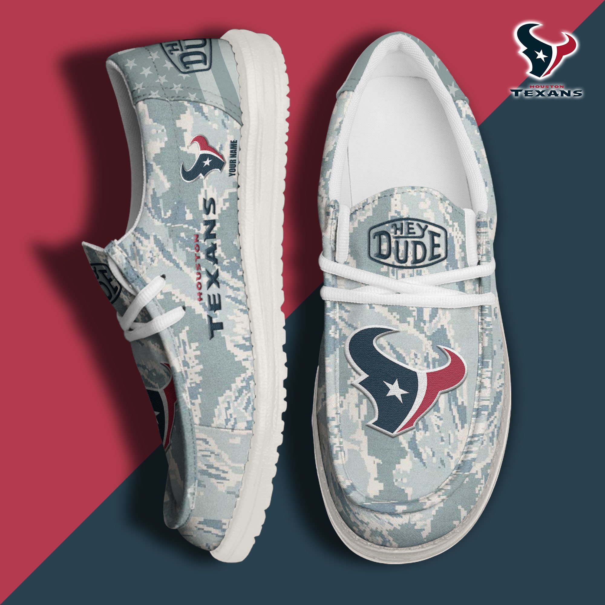 JWFancy Houston Texans Hey Dude Shoes Wally Men's Lace Up Loafers Comfortable For Men And Women