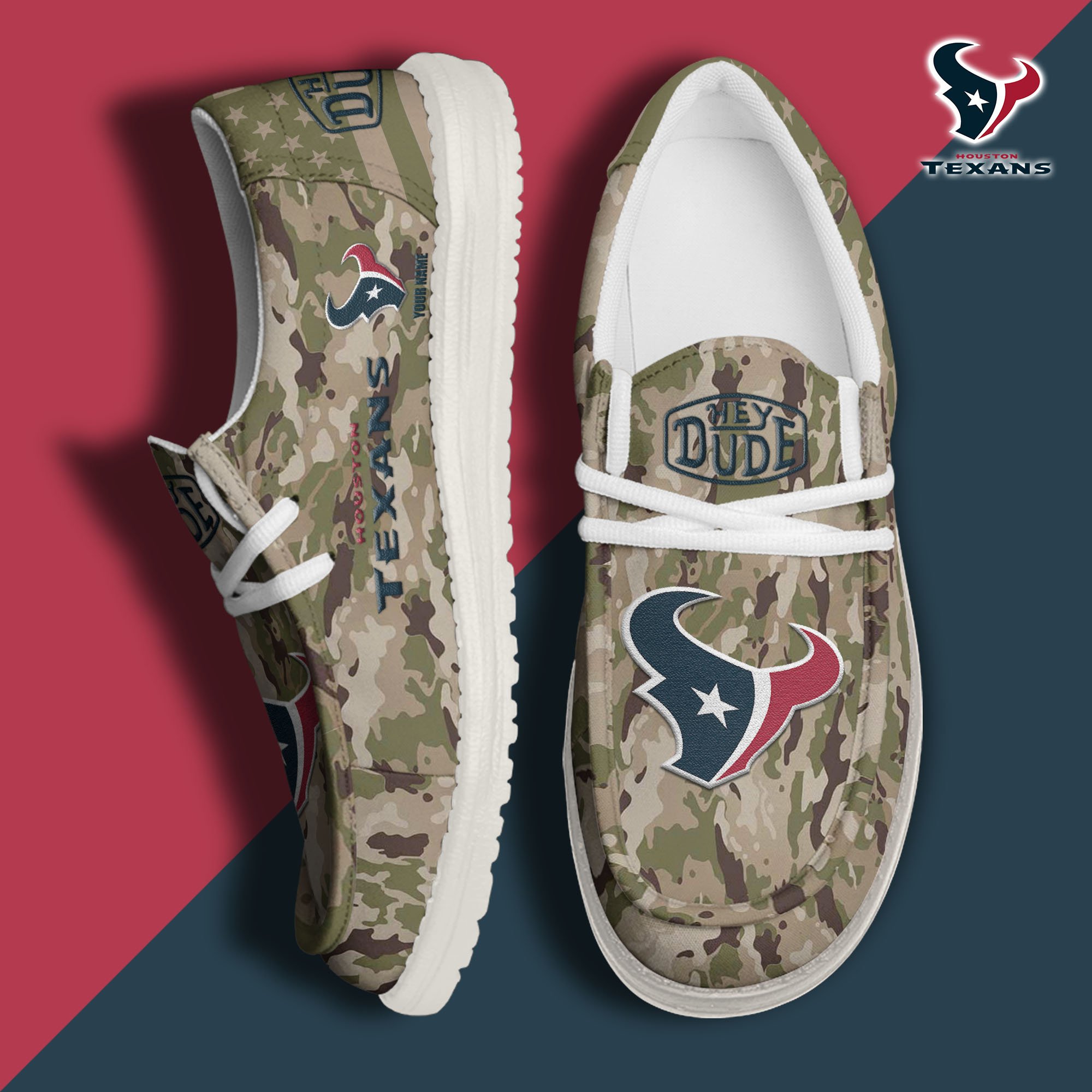 JWFancy Houston Texans Hey Dude Shoes Wally Men's Lace Up Loafers Comfortable For Men And Women
