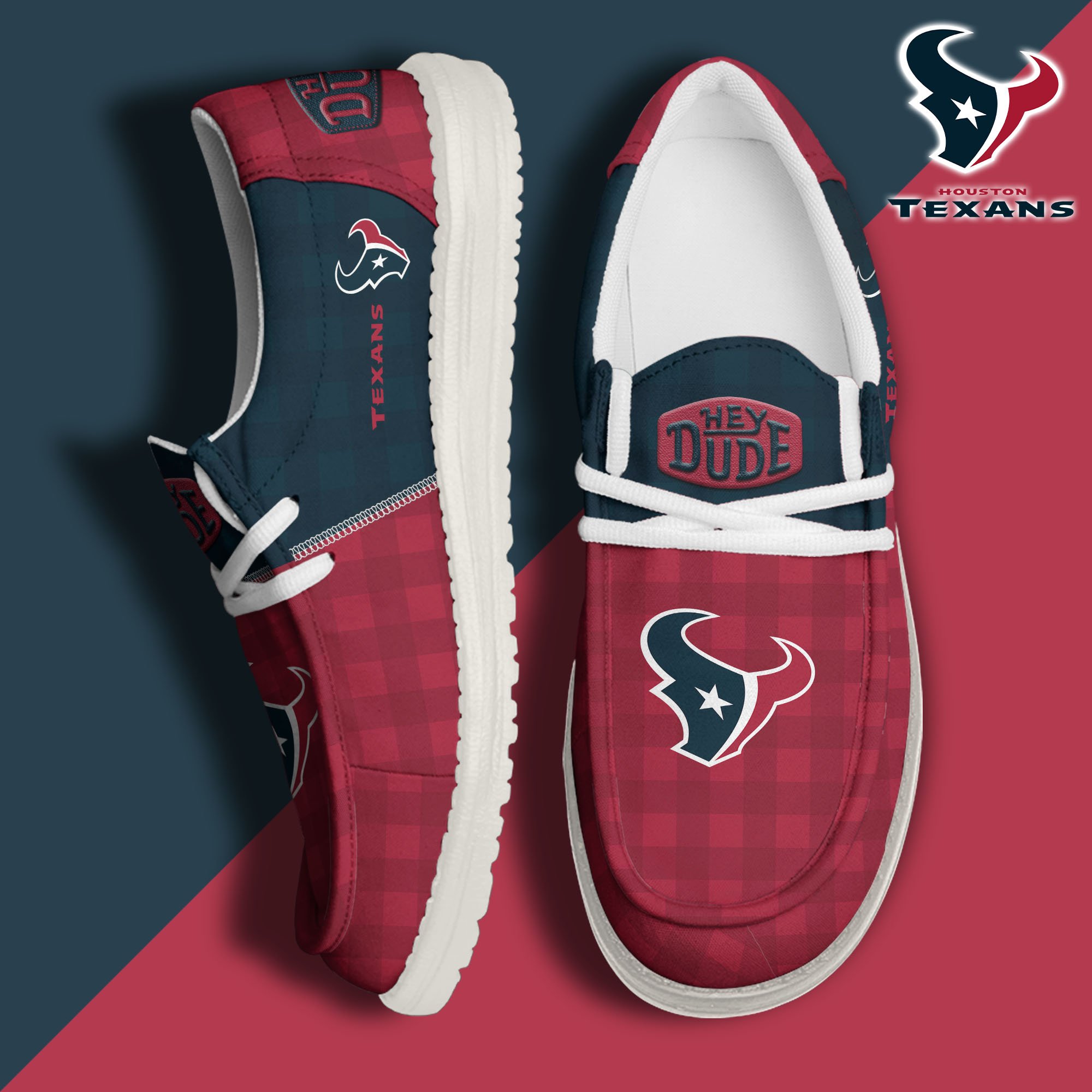 JWFancy Houston Texans Hey Dude Shoes Wally Men's Lace Up Loafers Comfortable For Men And Women