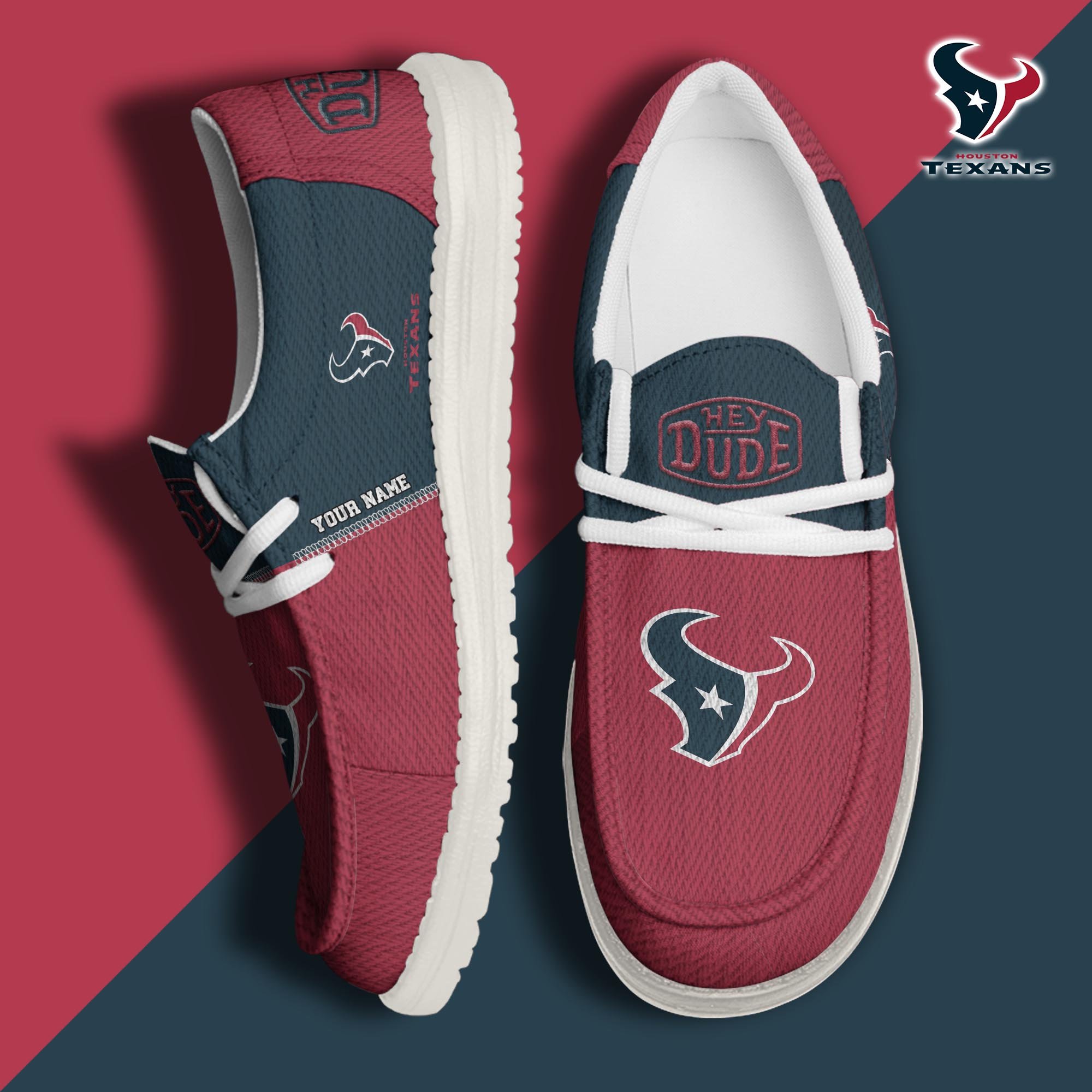 JWFancy Houston Texans Hey Dude Shoes Wally Men's Lace Up Loafers Comfortable For Men And Women