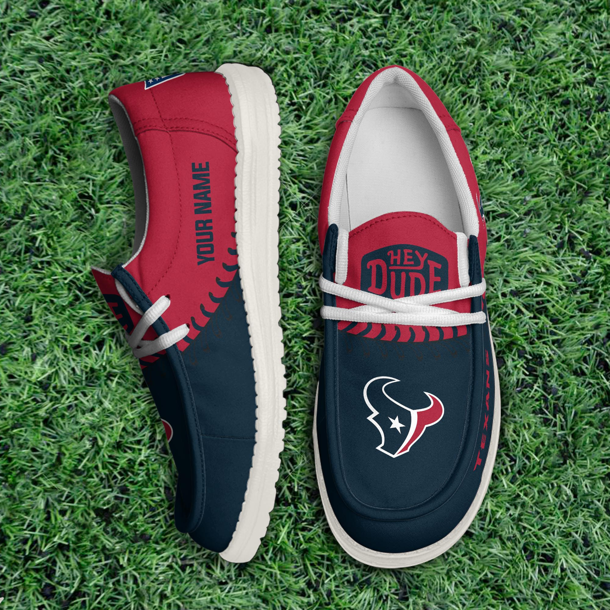 JWFancy Houston Texans Hey Dude Shoes Wally Men's Lace Up Loafers Comfortable For Men And Women