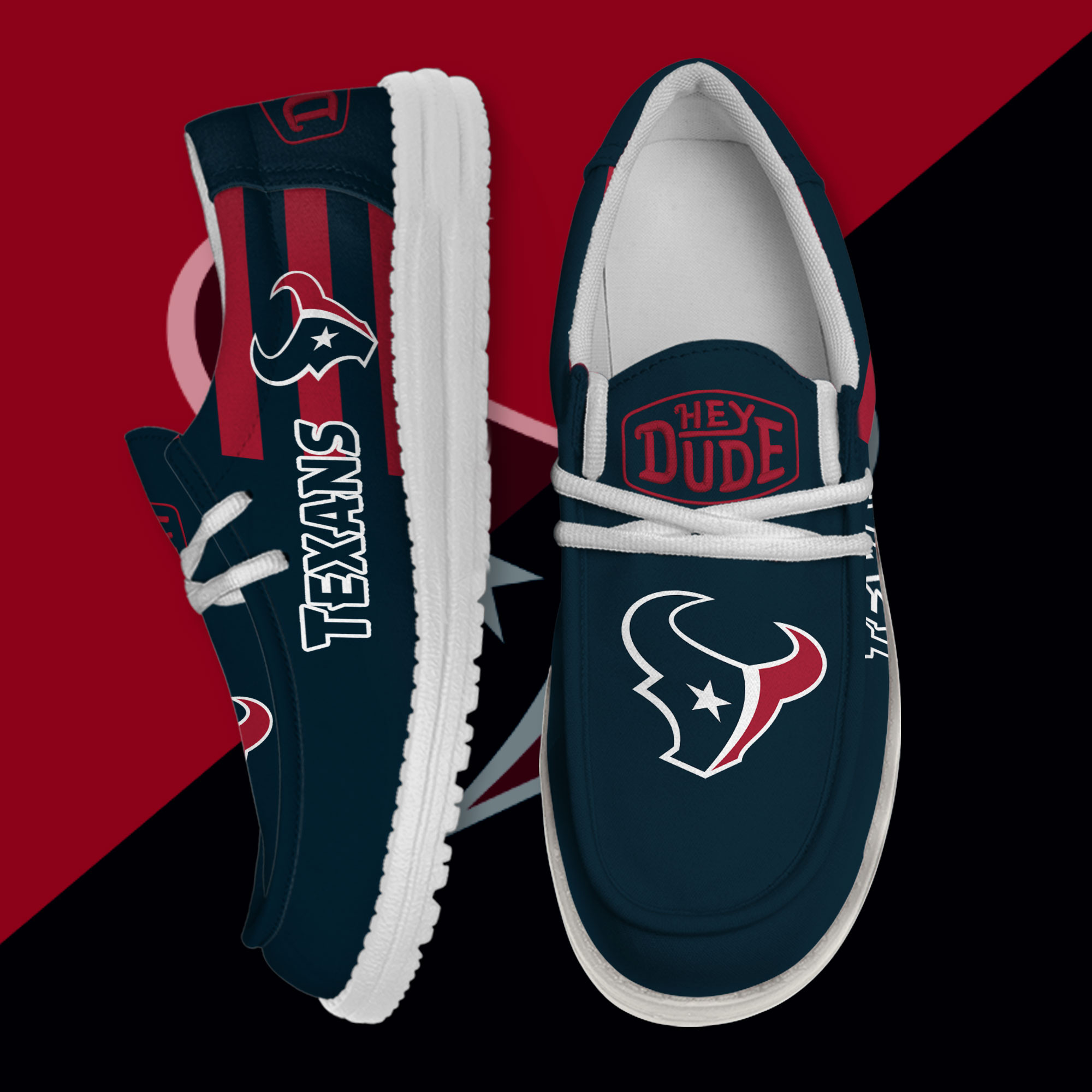 JWFancy Houston Texans Hey Dude Shoes Wally Men's Lace Up Loafers Comfortable For Men And Women