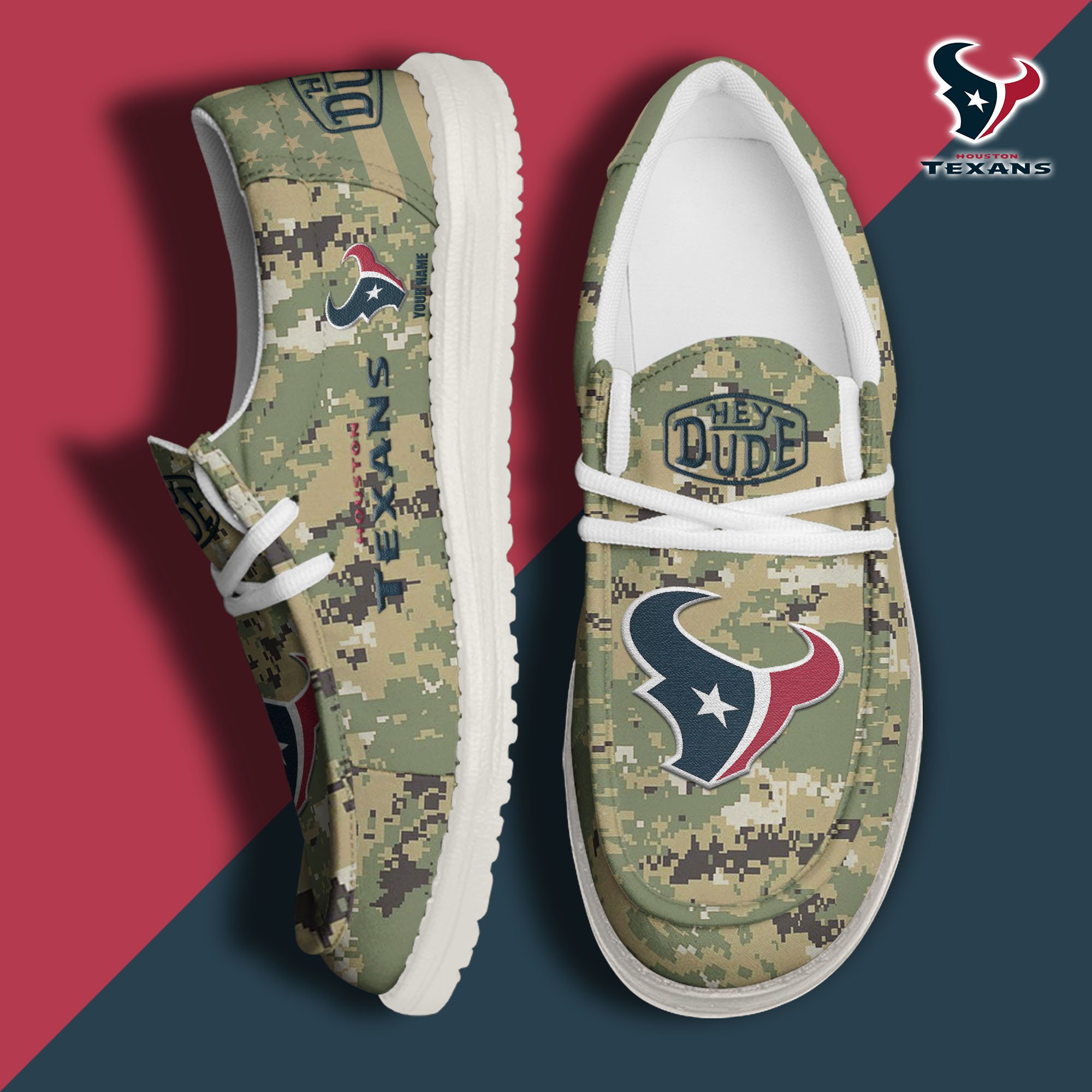 JWFancy Houston Texans Hey Dude Shoes Wally Men's Lace Up Loafers Comfortable For Men And Women