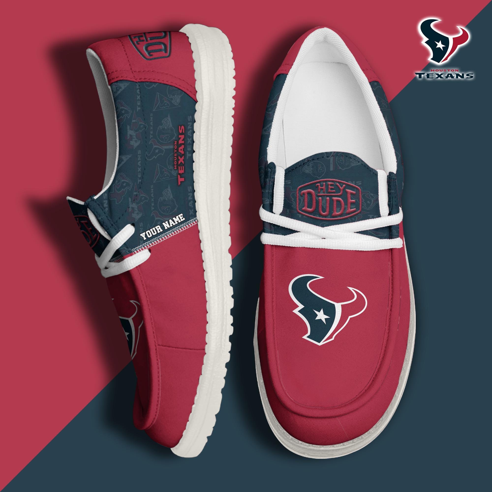 JWFancy Houston Texans Hey Dude Shoes Wally Men's Lace Up Loafers Comfortable For Men And Women
