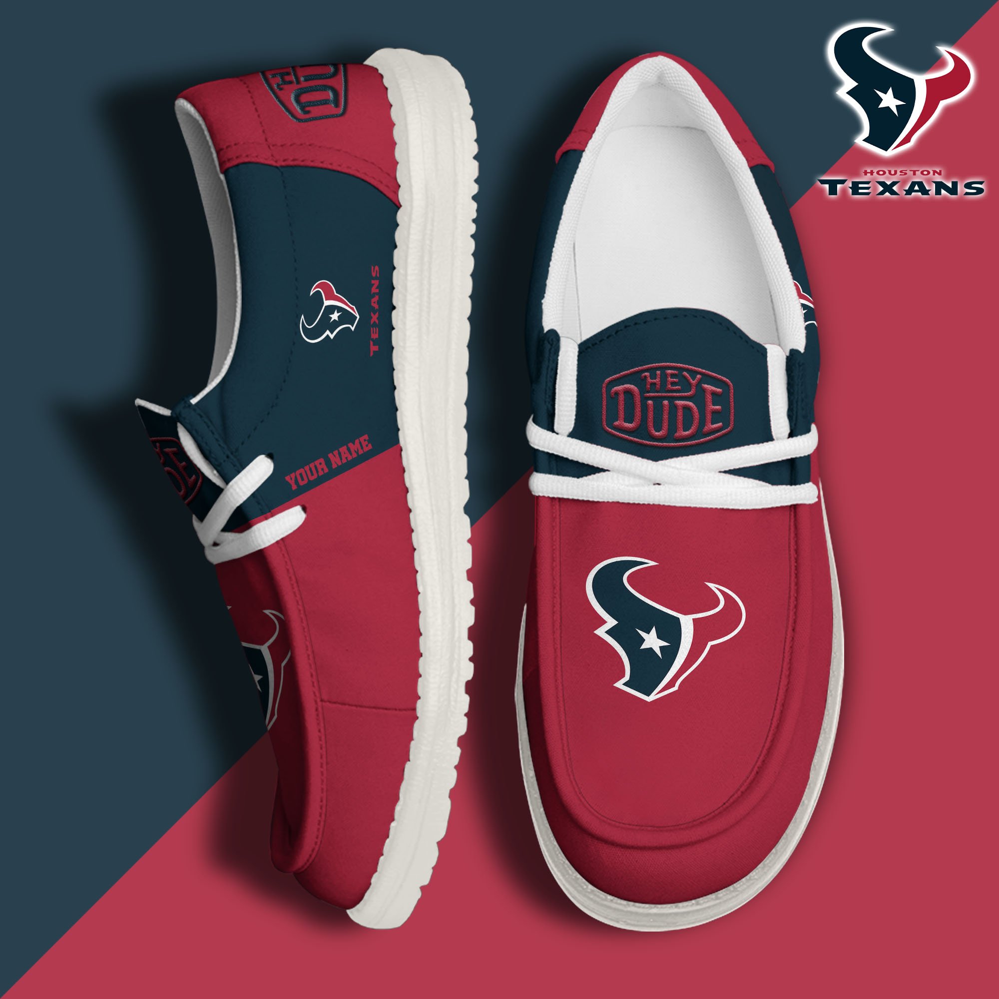 JWFancy Houston Texans Hey Dude Shoes Wally Men's Lace Up Loafers Comfortable For Men And Women