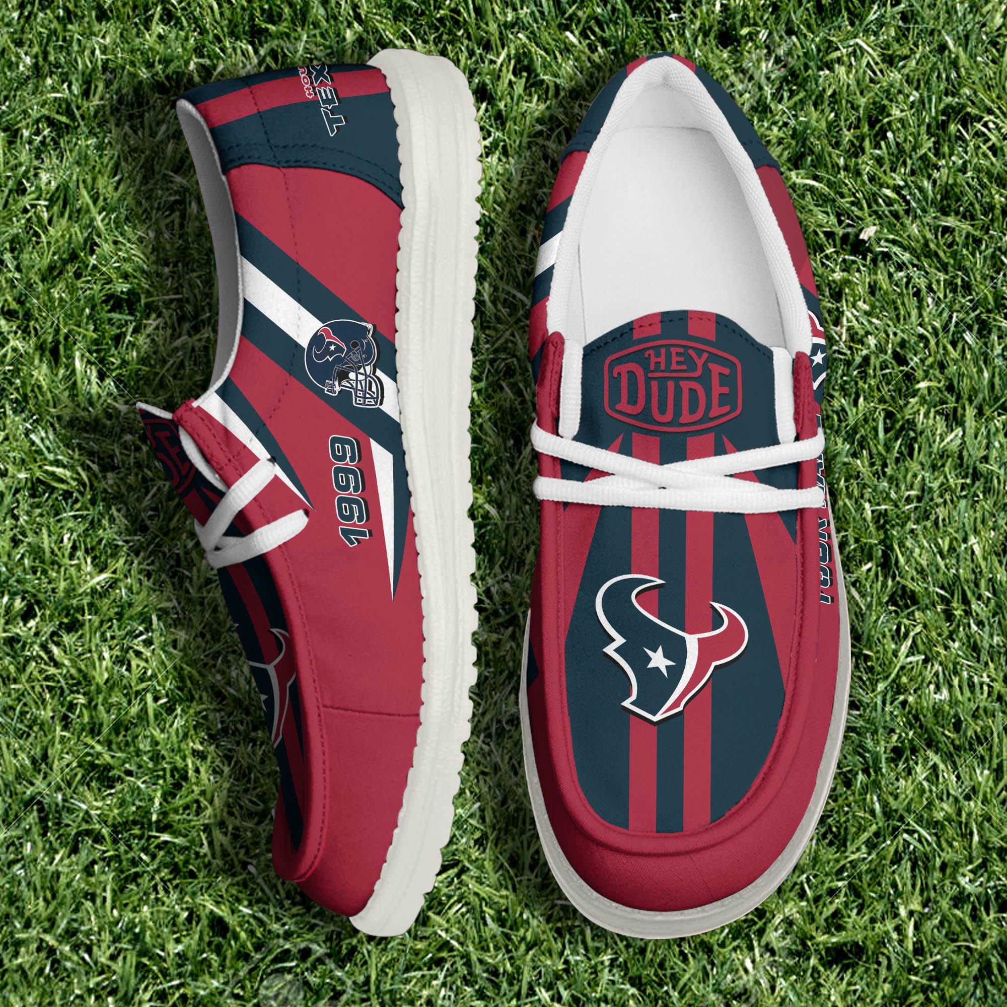 JWFancy Houston Texans Hey Dude Shoes Wally Men's Lace Up Loafers Comfortable For Men And Women