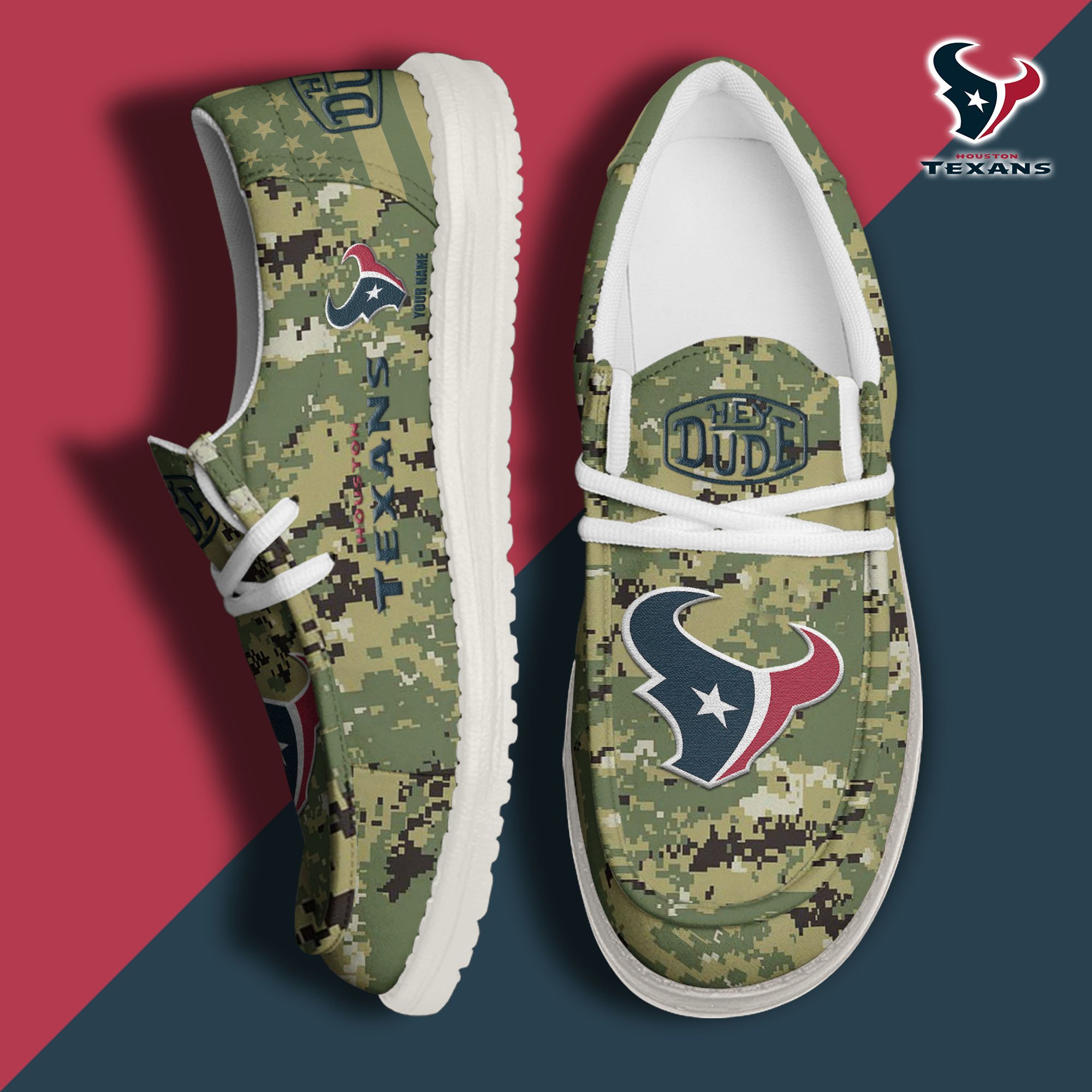 JWFancy Houston Texans Hey Dude Shoes Wally Men's Lace Up Loafers Comfortable For Men And Women