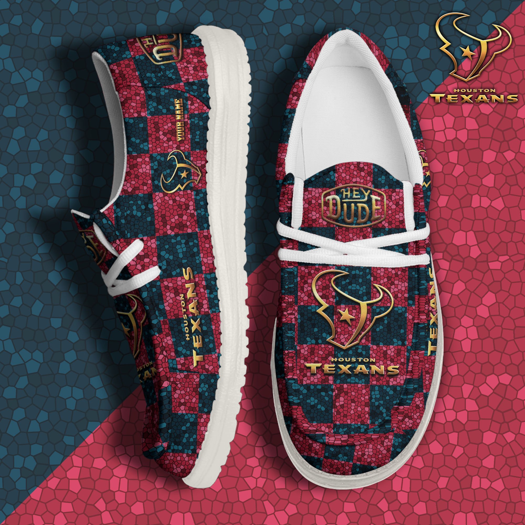 JWFancy Houston Texans Hey Dude Shoes Wally Men's Lace Up Loafers Comfortable For Men And Women