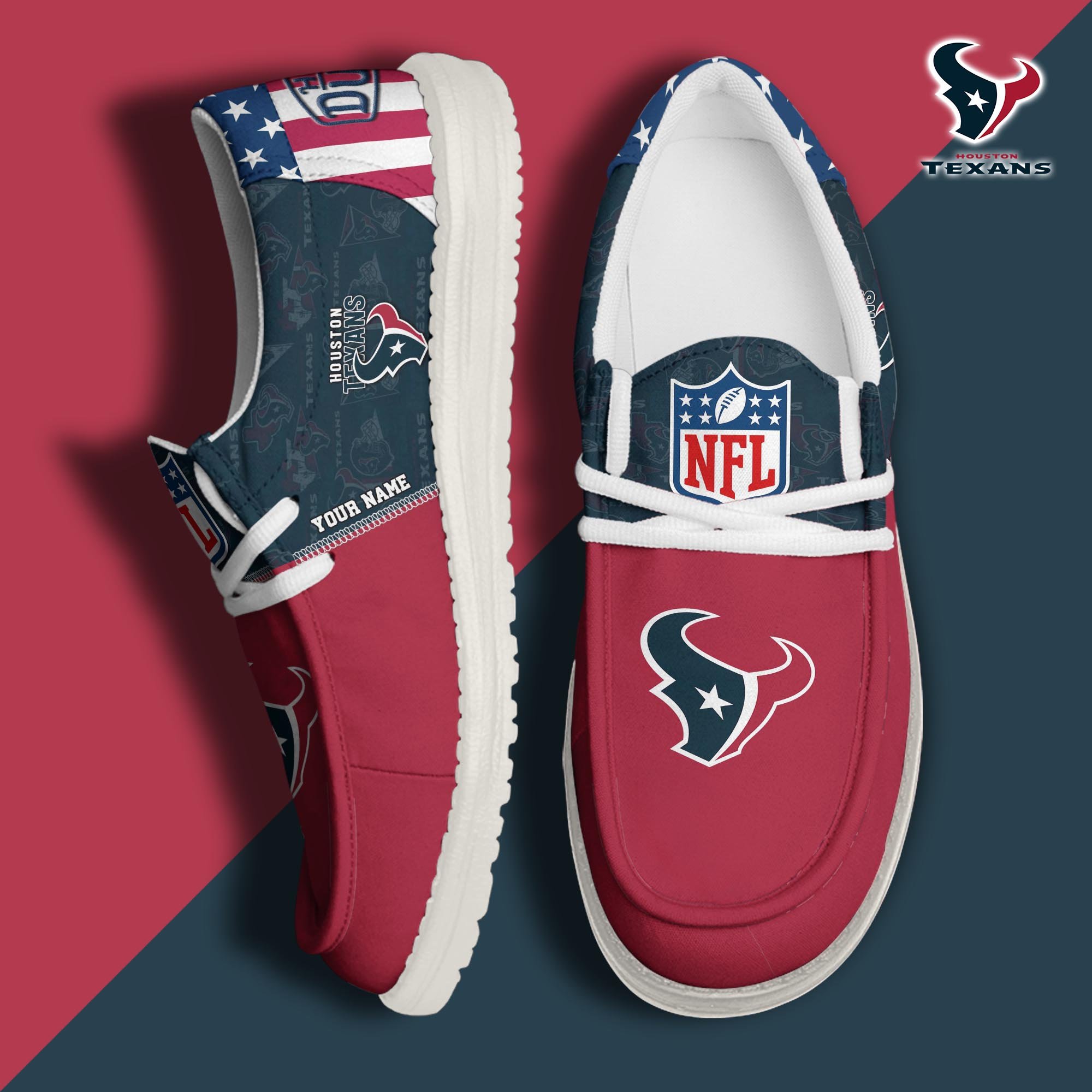 JWFancy Houston Texans Hey Dude Shoes Wally Men's Lace Up Loafers Comfortable For Men And Women