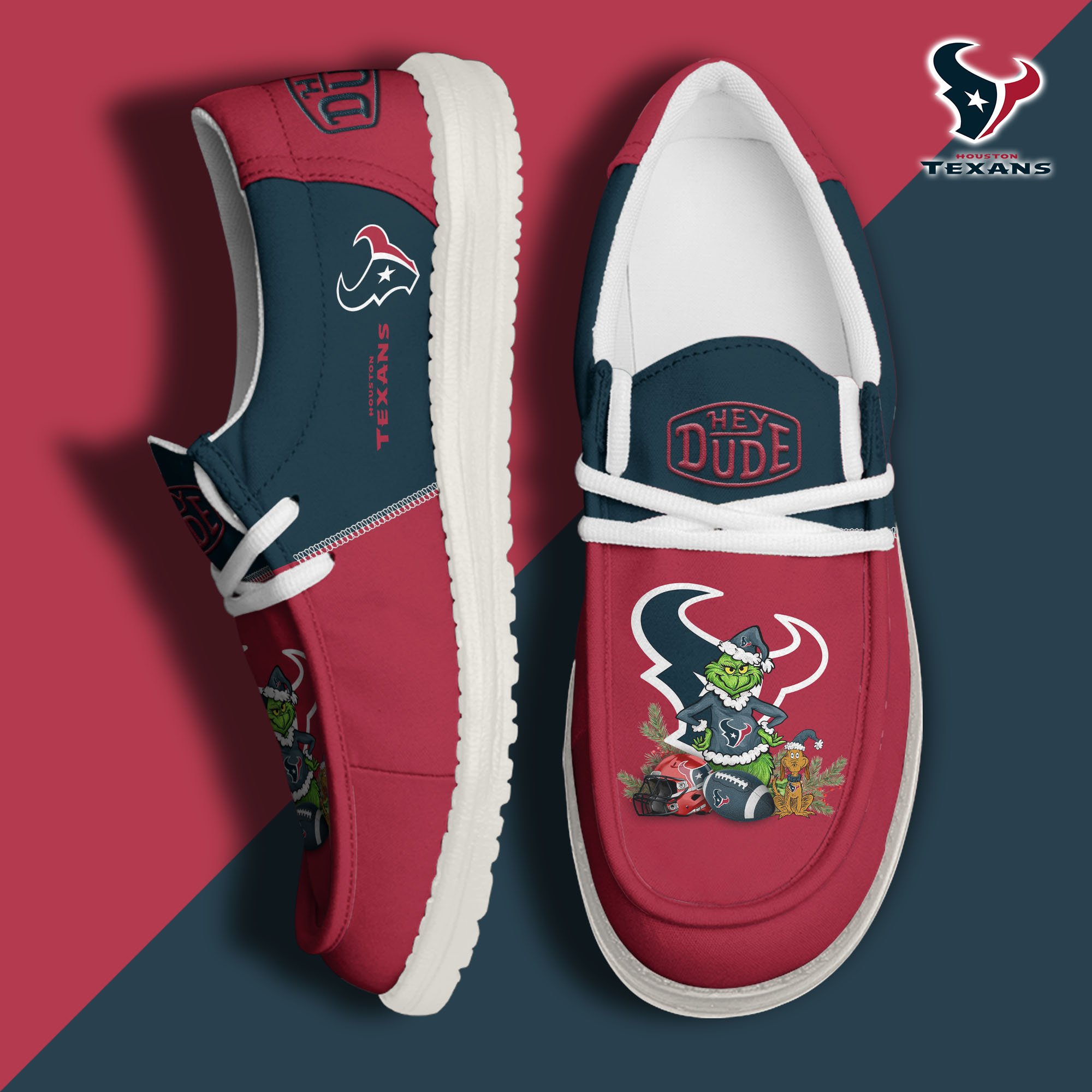 JWFancy Houston Texans Hey Dude Shoes Wally Men's Lace Up Loafers Comfortable For Men And Women