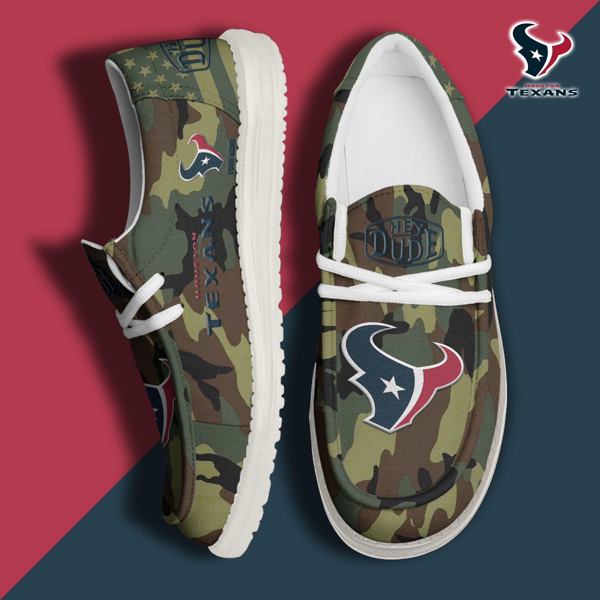 JWFancy Houston Texans Hey Dude Shoes Wally Men's Lace Up Loafers Comfortable For Men And Women