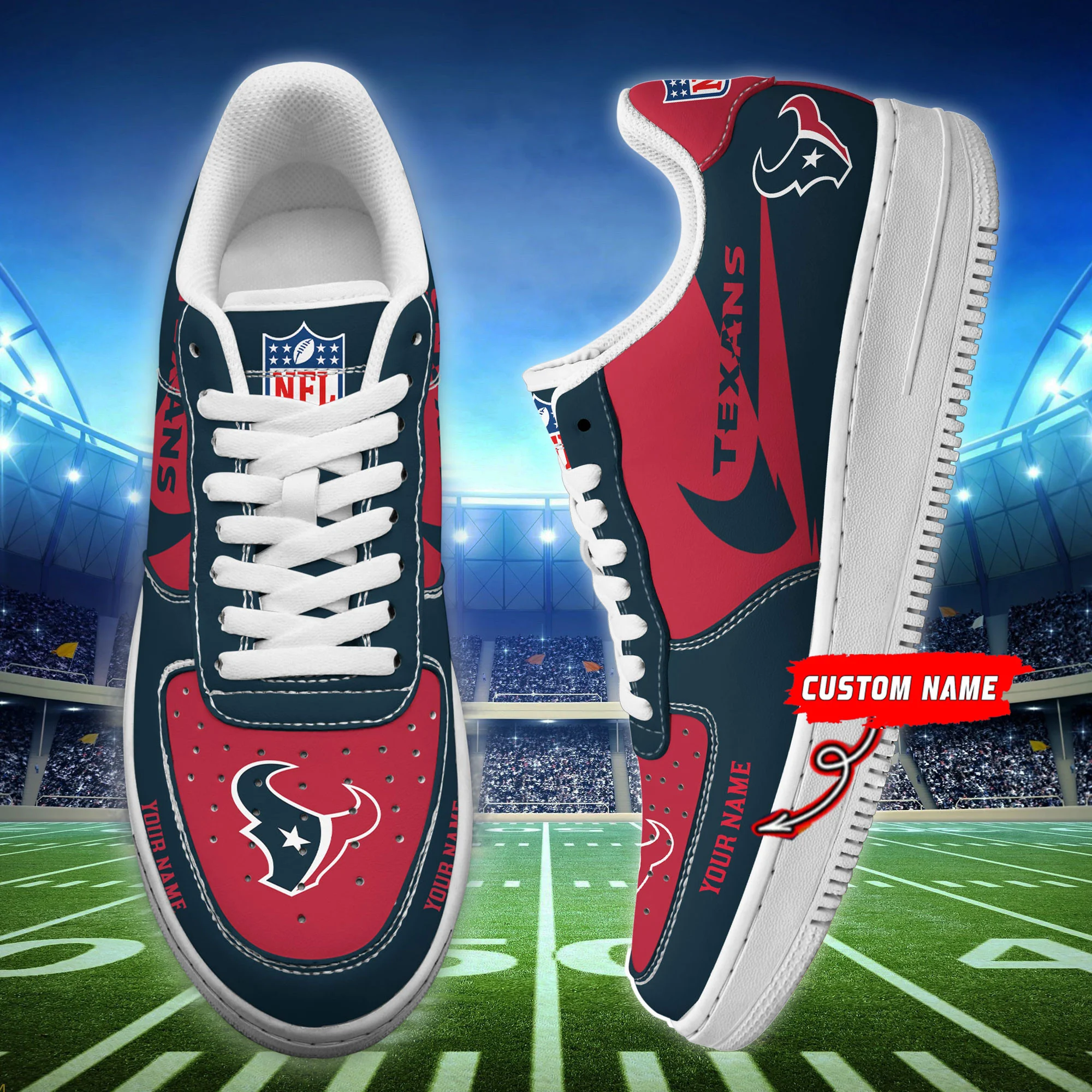 JWFancy Houston Texans NFL Air Low-Top Sneakers Shoes For Men And Women