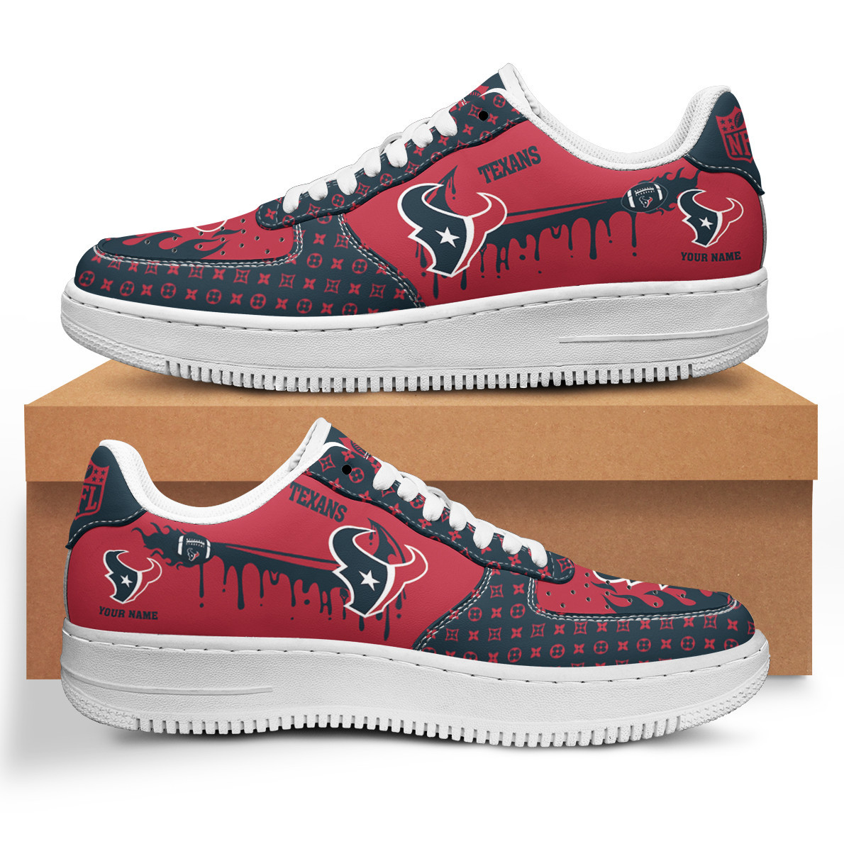 JWFancy Houston Texans NFL Air Low-Top Sneakers Shoes For Men And Women