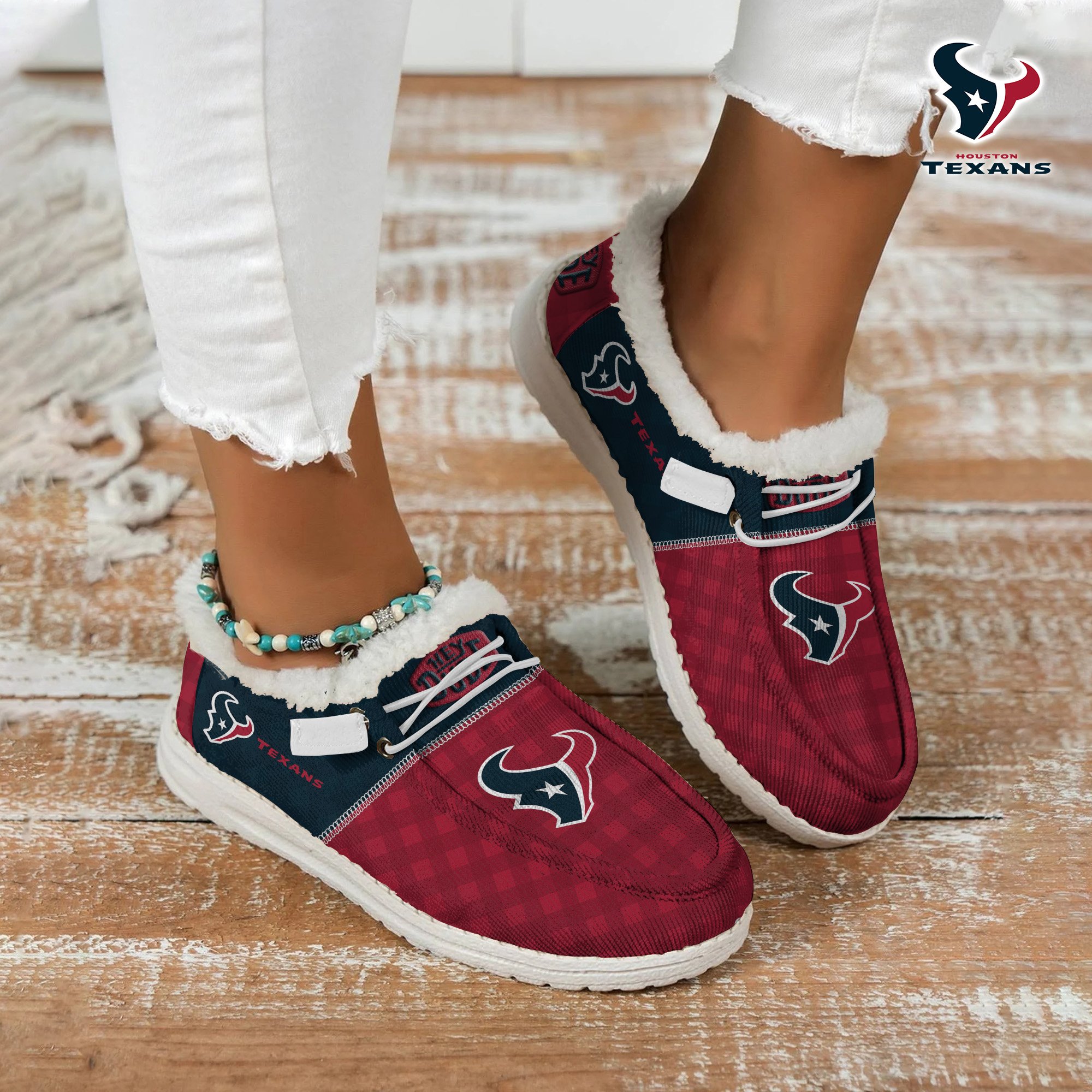 JWFancy Houston Texans Personalized Hey Dude With Warm Fur Lining Shoes For Men And Women