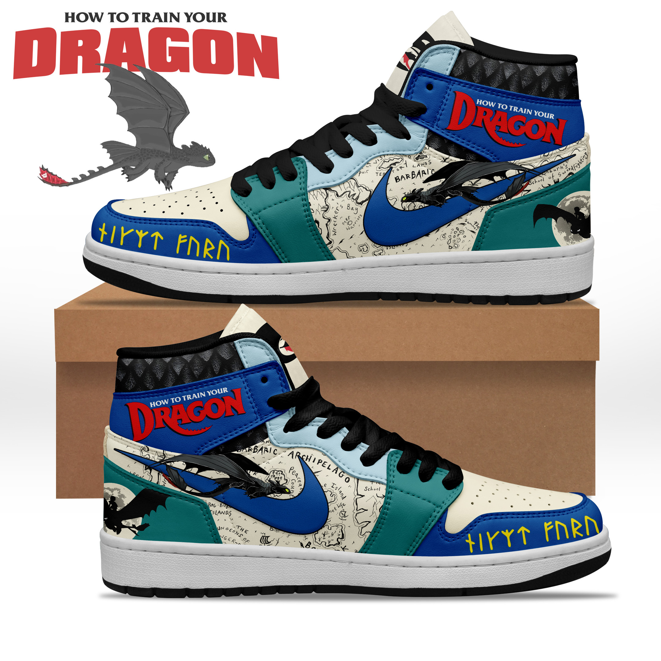 JWFancy How to Train Your Dragon AJ1 High Sneakers Shoes For Men And Women