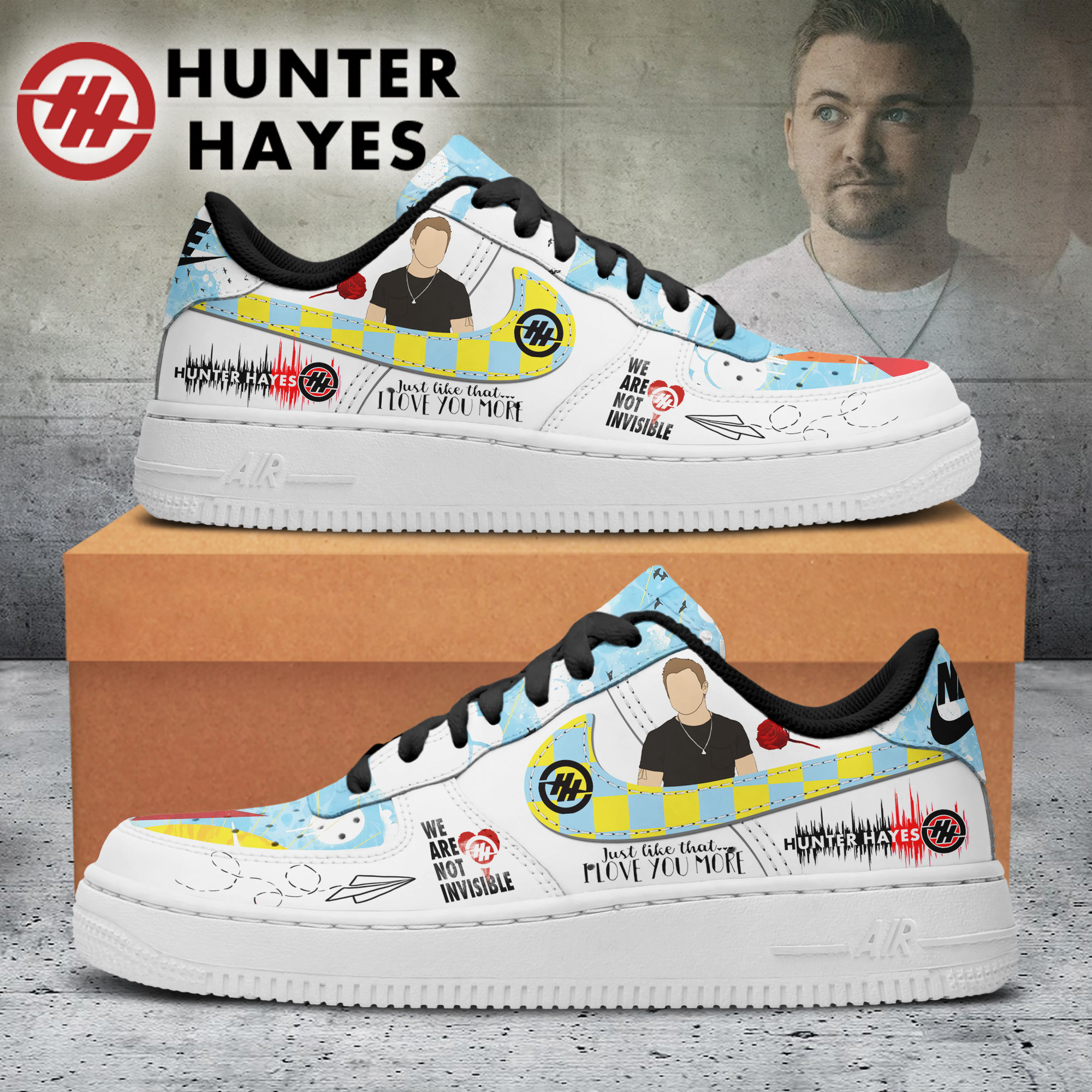 JWFancy Hunter Hayes Air Low-Top Sneakers Shoes For Men And Women