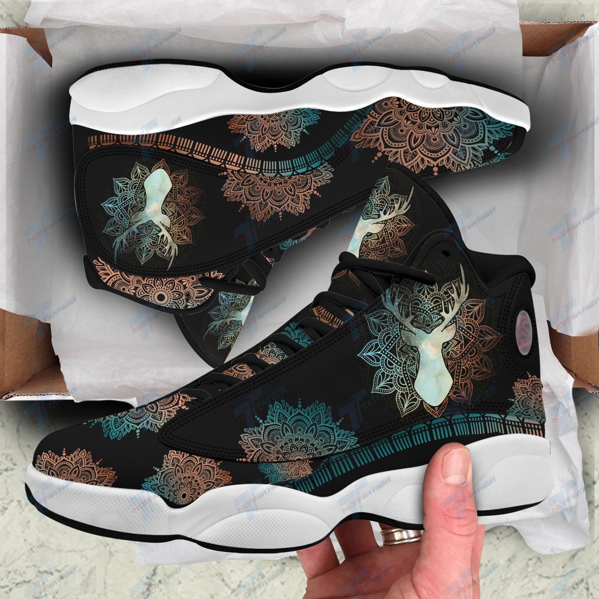 JWFancy Hunting Mandala AJ13 Sneakers Shoes For Men And Women