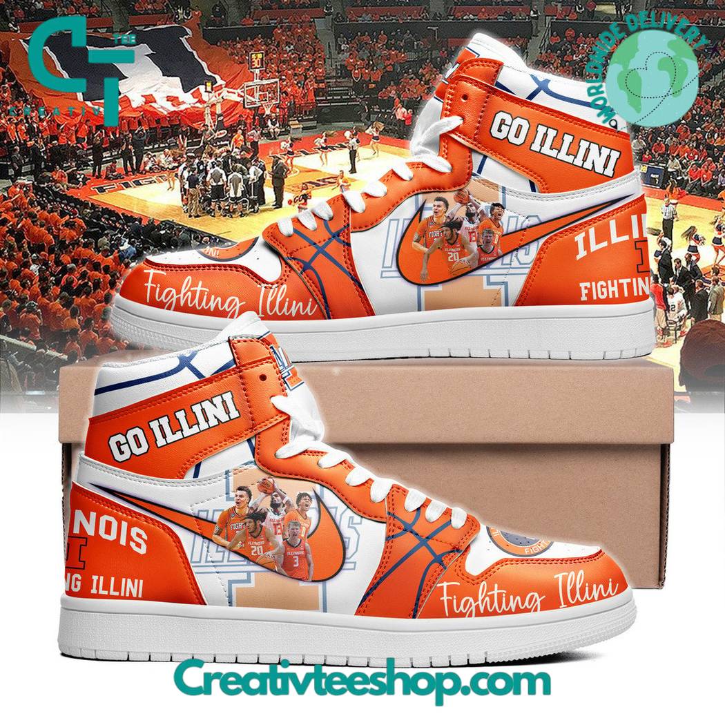 JWFancy Illinois Fighting Illini AJ1 High Sneakers Shoes For Men And Women