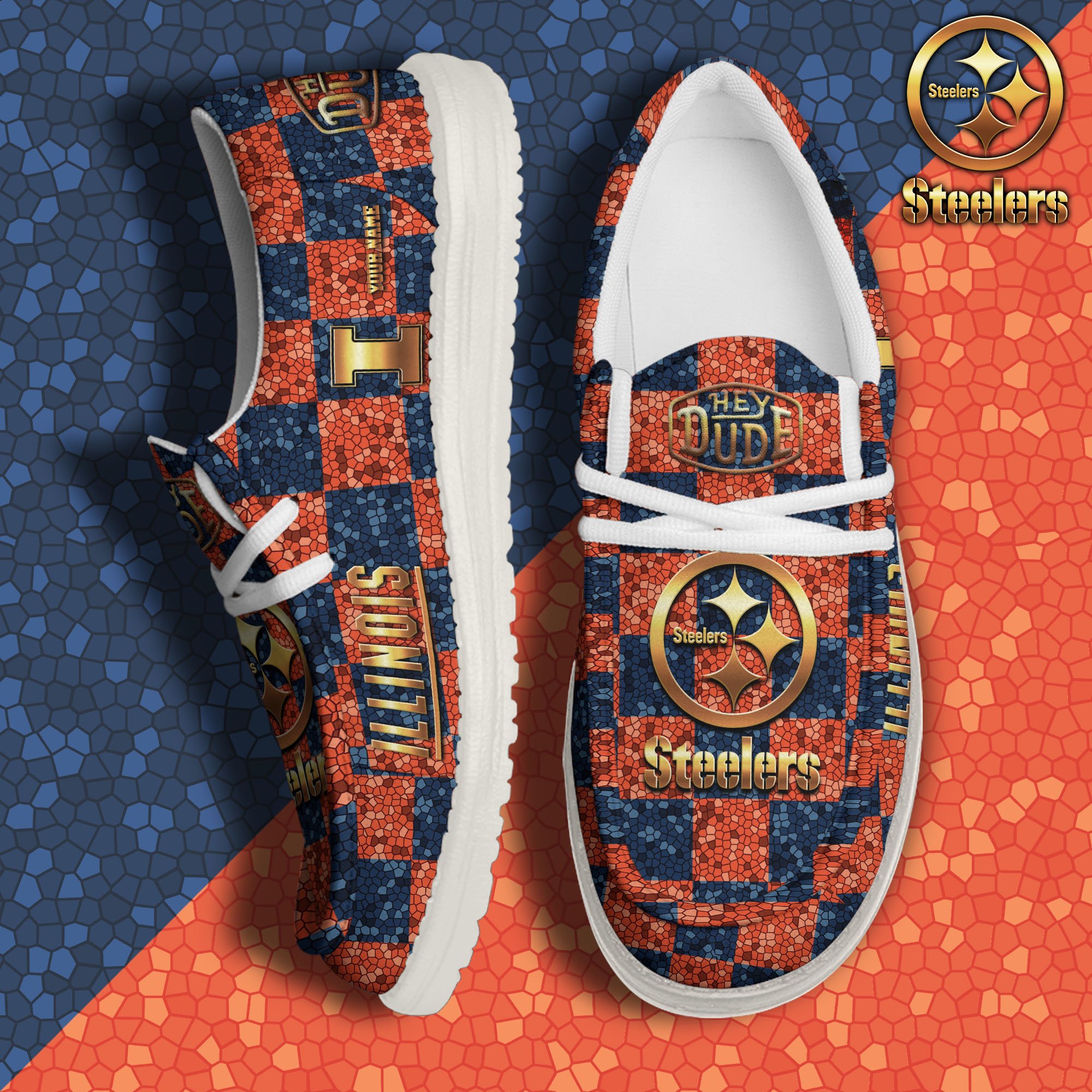 JWFancy Illinois Fighting Illini Hey Dude Shoes Wally Men's Lace Up Loafers Comfortable For Men And Women