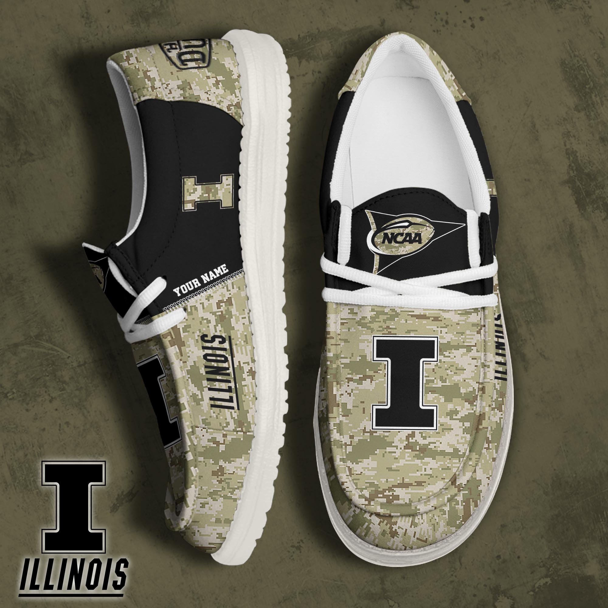 JWFancy Illinois Fighting Illini Hey Dude Shoes Wally Men's Lace Up Loafers Comfortable For Men And Women
