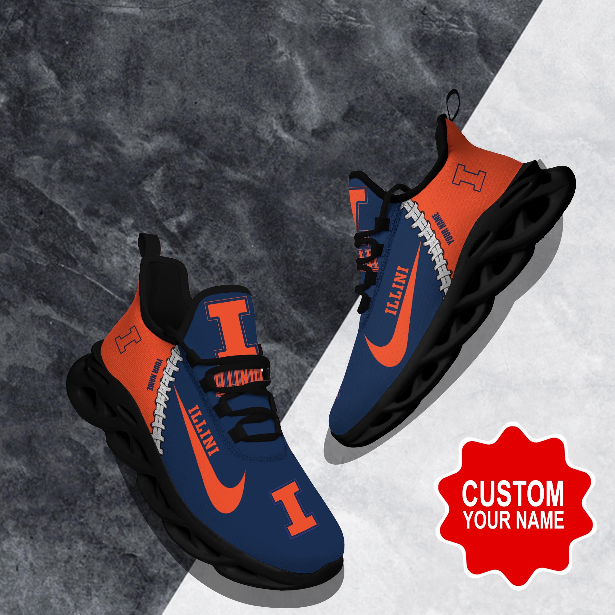 JWFancy Illinois Fighting Illini Max Soul Shoes Sneakers For Men And Women