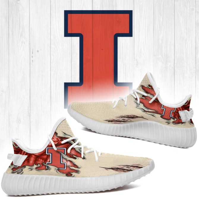 JWFancy Illinois Fighting Illini Yeezy Boost Shoes For Men And Women