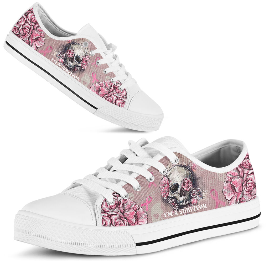 JWFancy I'm A Survivor Breast Cancer Awareness Low Top Canvas Sneakers Shoes For Men And Women