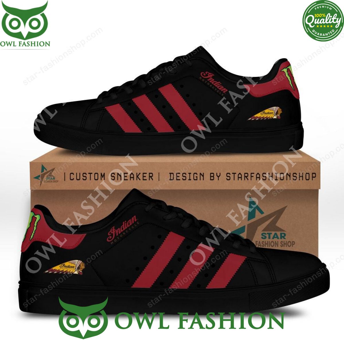 JWFancy Indian Motorcycle Skate Stan Shoes Sneakes For Men And Women