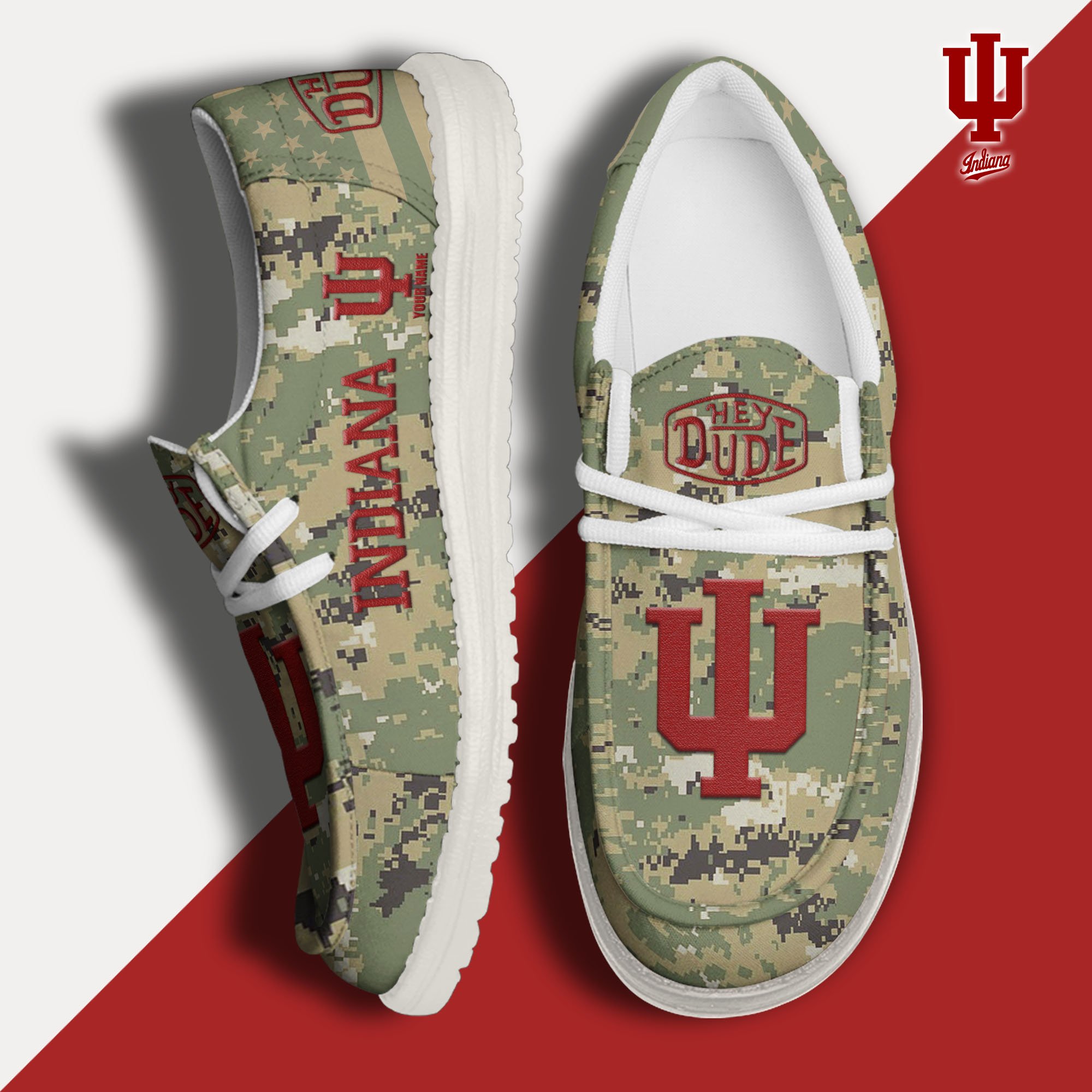 JWFancy Indiana Hoosiers Hey Dude Shoes Wally Men's Lace Up Loafers Comfortable For Men And Women