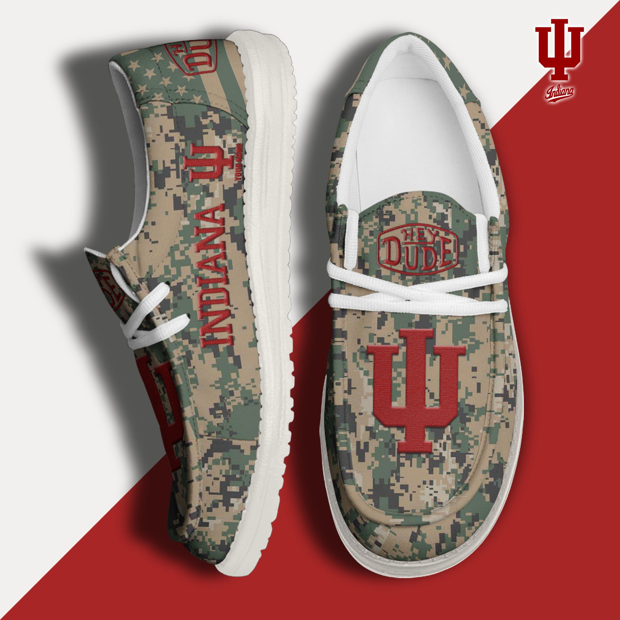 JWFancy Indiana Hoosiers Hey Dude Shoes Wally Men's Lace Up Loafers Comfortable For Men And Women