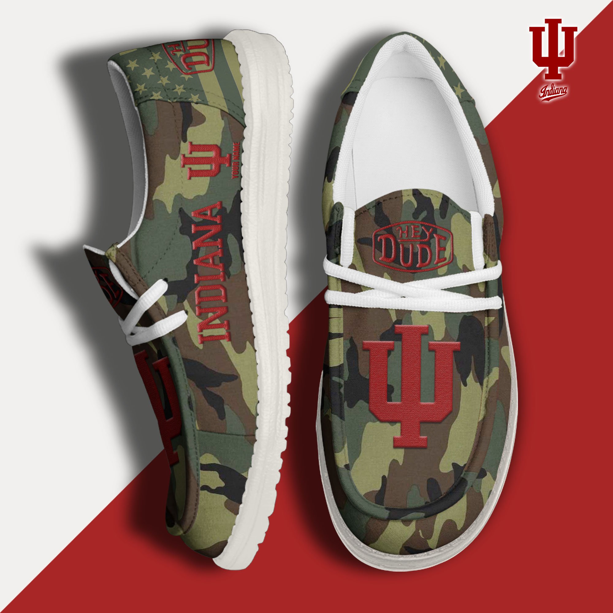 JWFancy Indiana Hoosiers Hey Dude Shoes Wally Men's Lace Up Loafers Comfortable For Men And Women