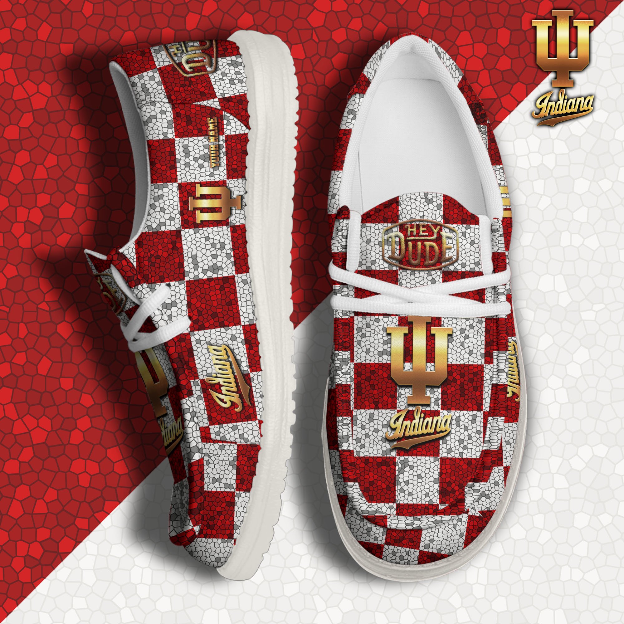 JWFancy Indiana Hoosiers Hey Dude Shoes Wally Men's Lace Up Loafers Comfortable For Men And Women