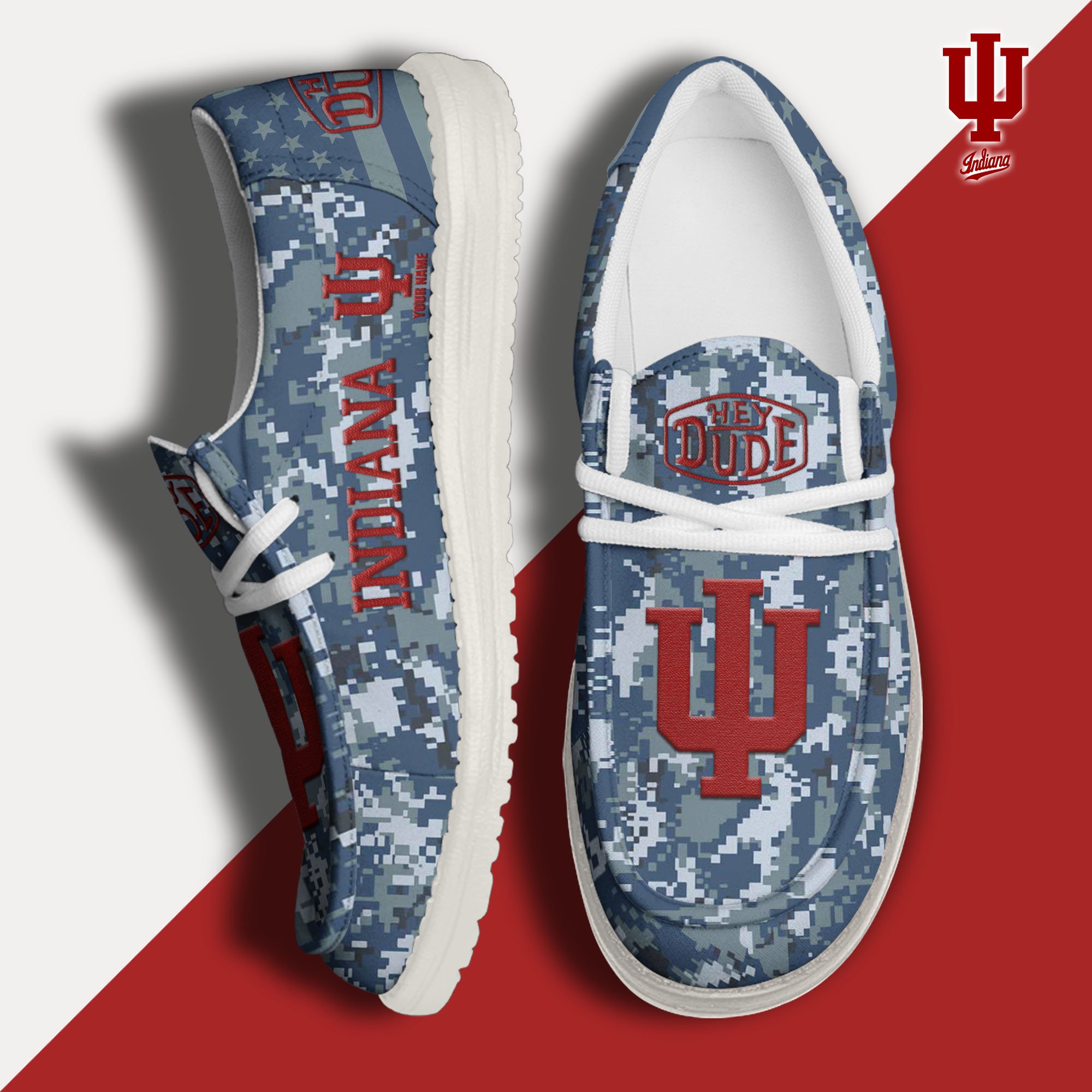 JWFancy Indiana Hoosiers Hey Dude Shoes Wally Men's Lace Up Loafers Comfortable For Men And Women