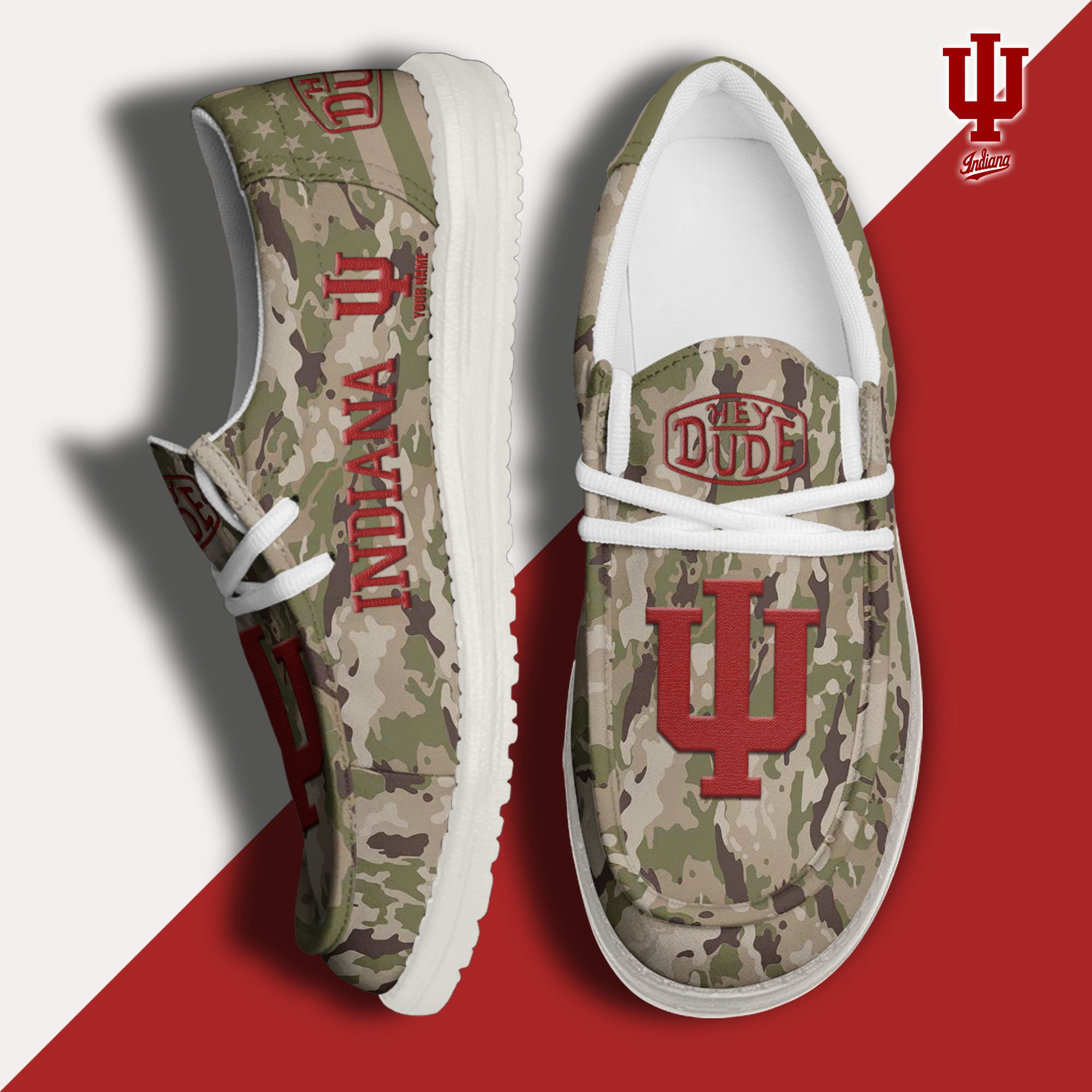 JWFancy Indiana Hoosiers Hey Dude Shoes Wally Men's Lace Up Loafers Comfortable For Men And Women