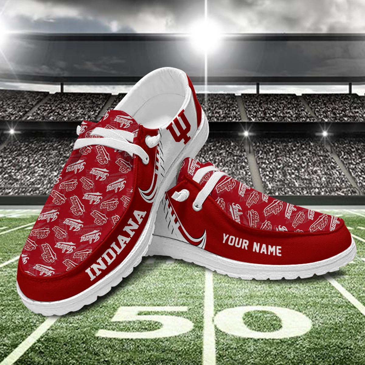 JWFancy Indiana Hoosiers Hey Dude Shoes Wally Men's Lace Up Loafers Comfortable For Men And Women