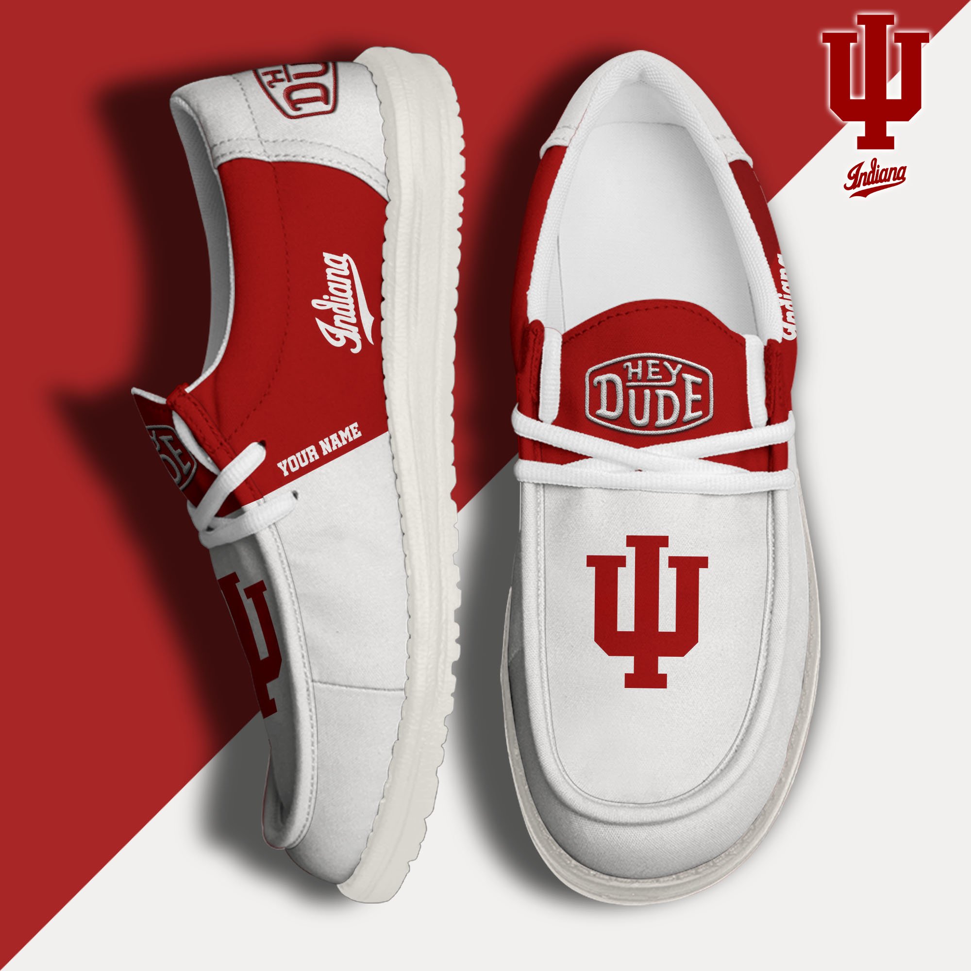 JWFancy Indiana Hoosiers Hey Dude Shoes Wally Men's Lace Up Loafers Comfortable For Men And Women