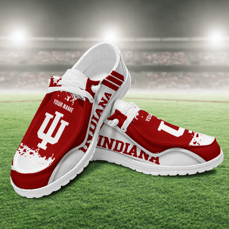 JWFancy Indiana Hoosiers Hey Dude Shoes Wally Men's Lace Up Loafers Comfortable For Men And Women