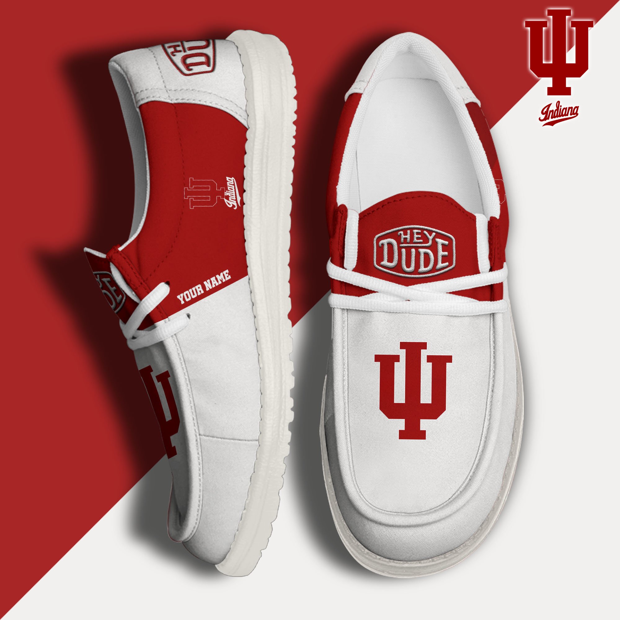 JWFancy Indiana Hoosiers Hey Dude Shoes Wally Men's Lace Up Loafers Comfortable For Men And Women