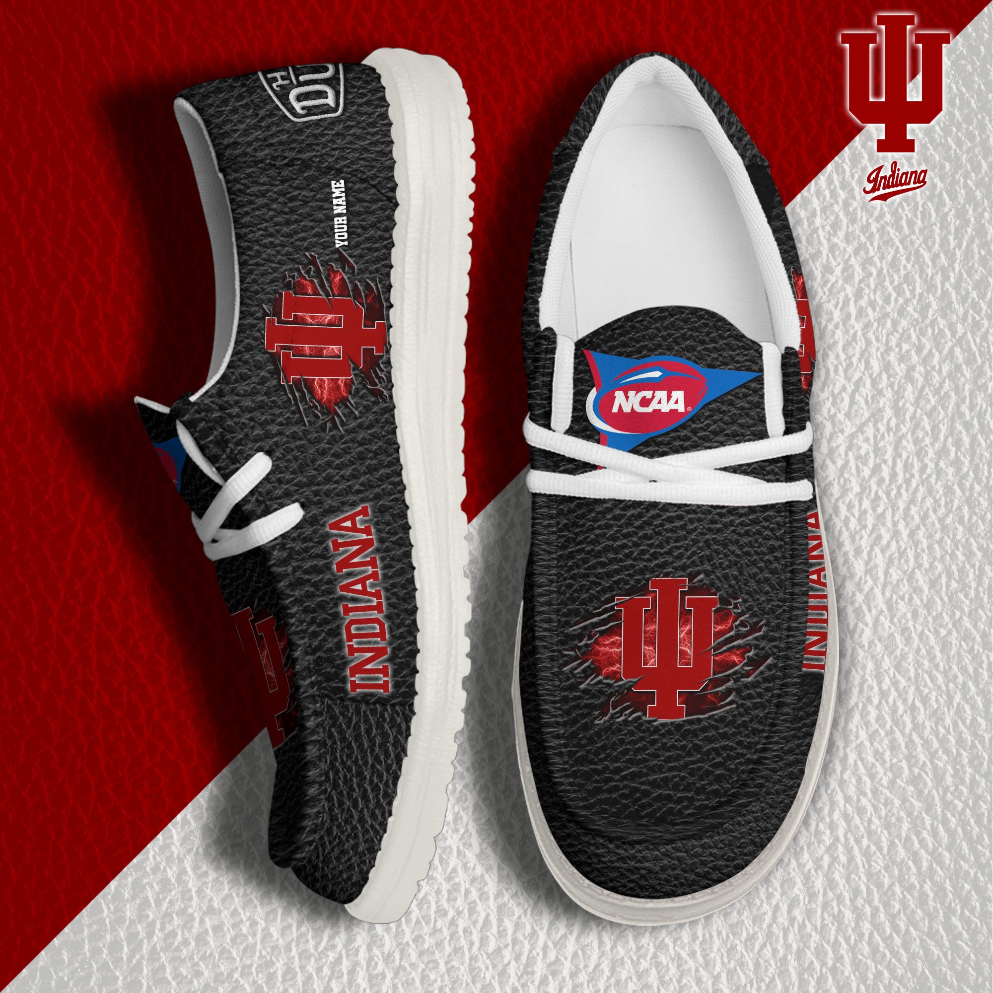 JWFancy Indiana Hoosiers Hey Dude Shoes Wally Men's Lace Up Loafers Comfortable For Men And Women