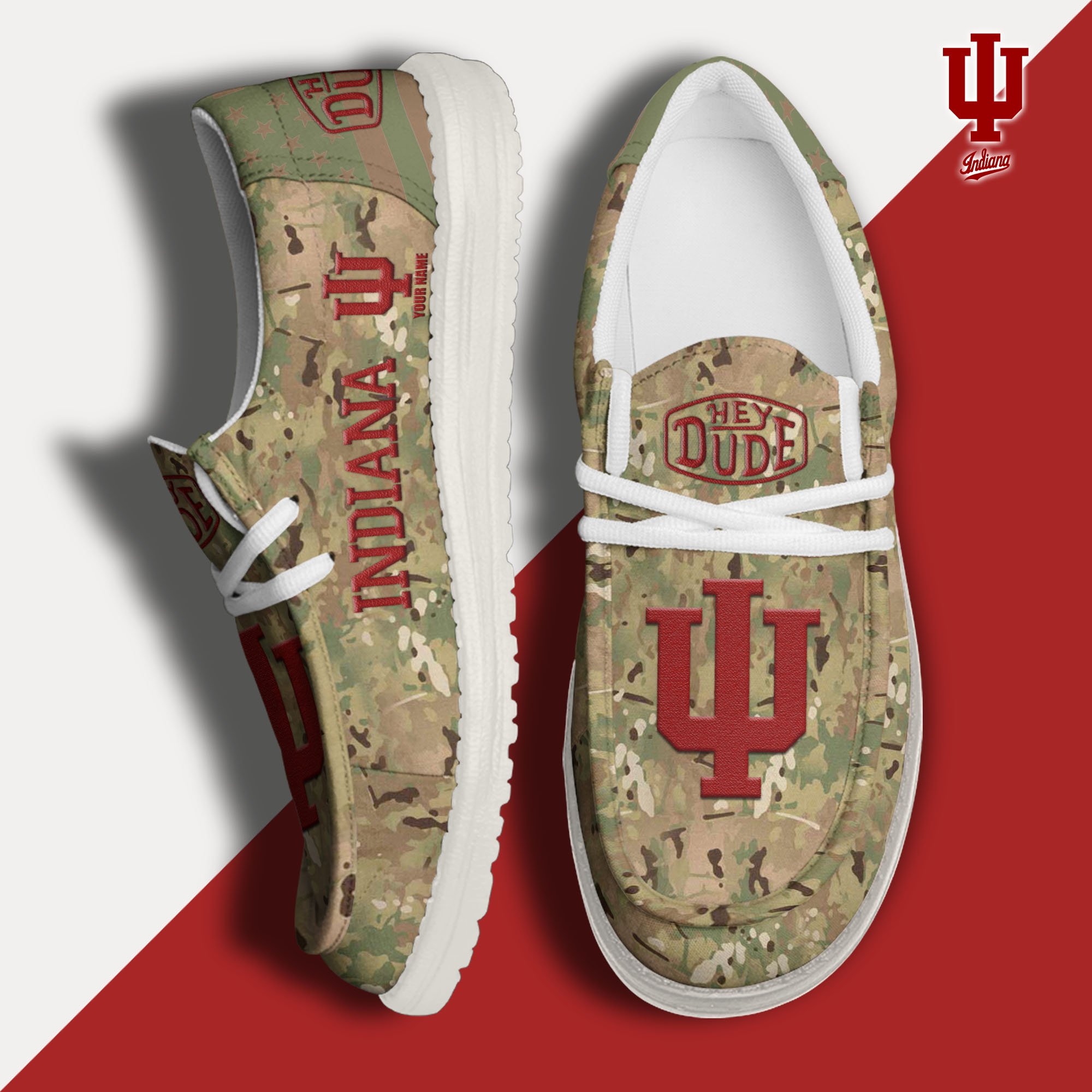 JWFancy Indiana Hoosiers Hey Dude Shoes Wally Men's Lace Up Loafers Comfortable For Men And Women