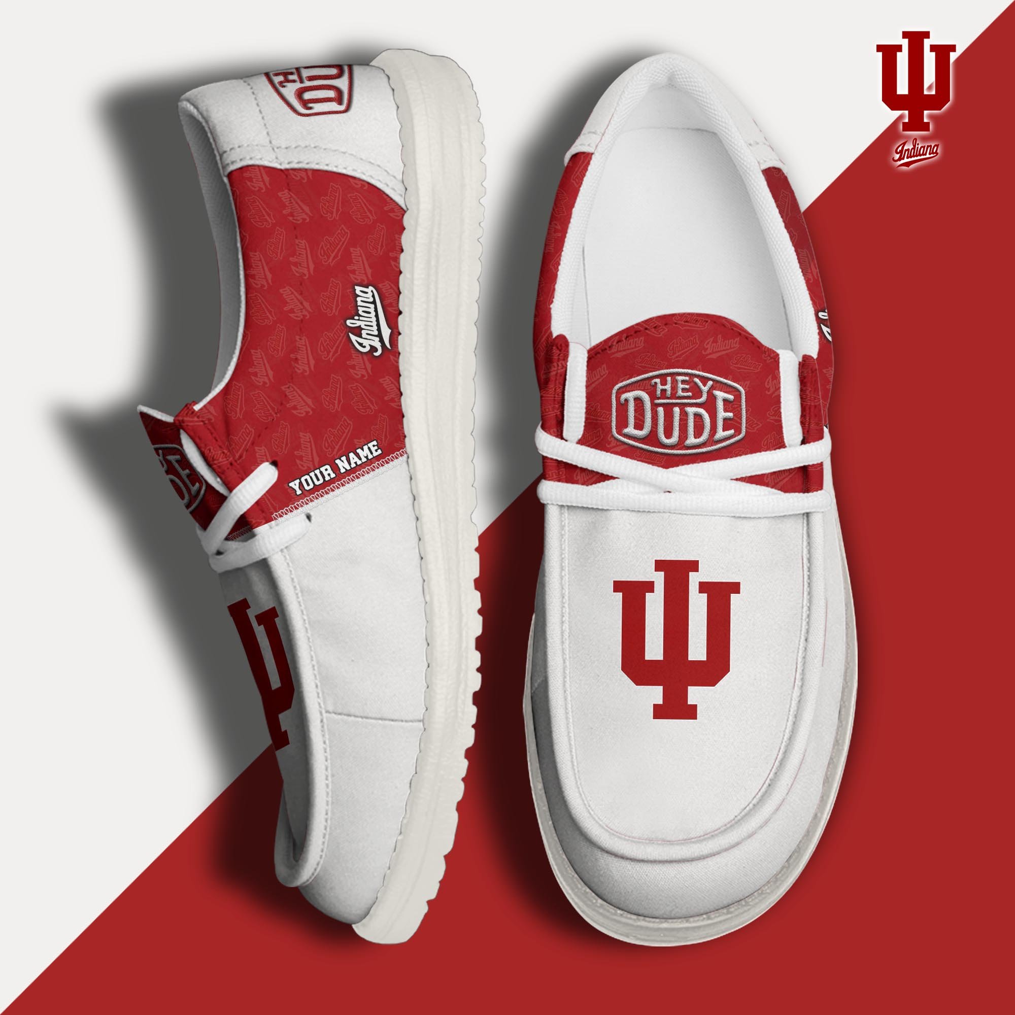 JWFancy Indiana Hoosiers Hey Dude Shoes Wally Men's Lace Up Loafers Comfortable For Men And Women