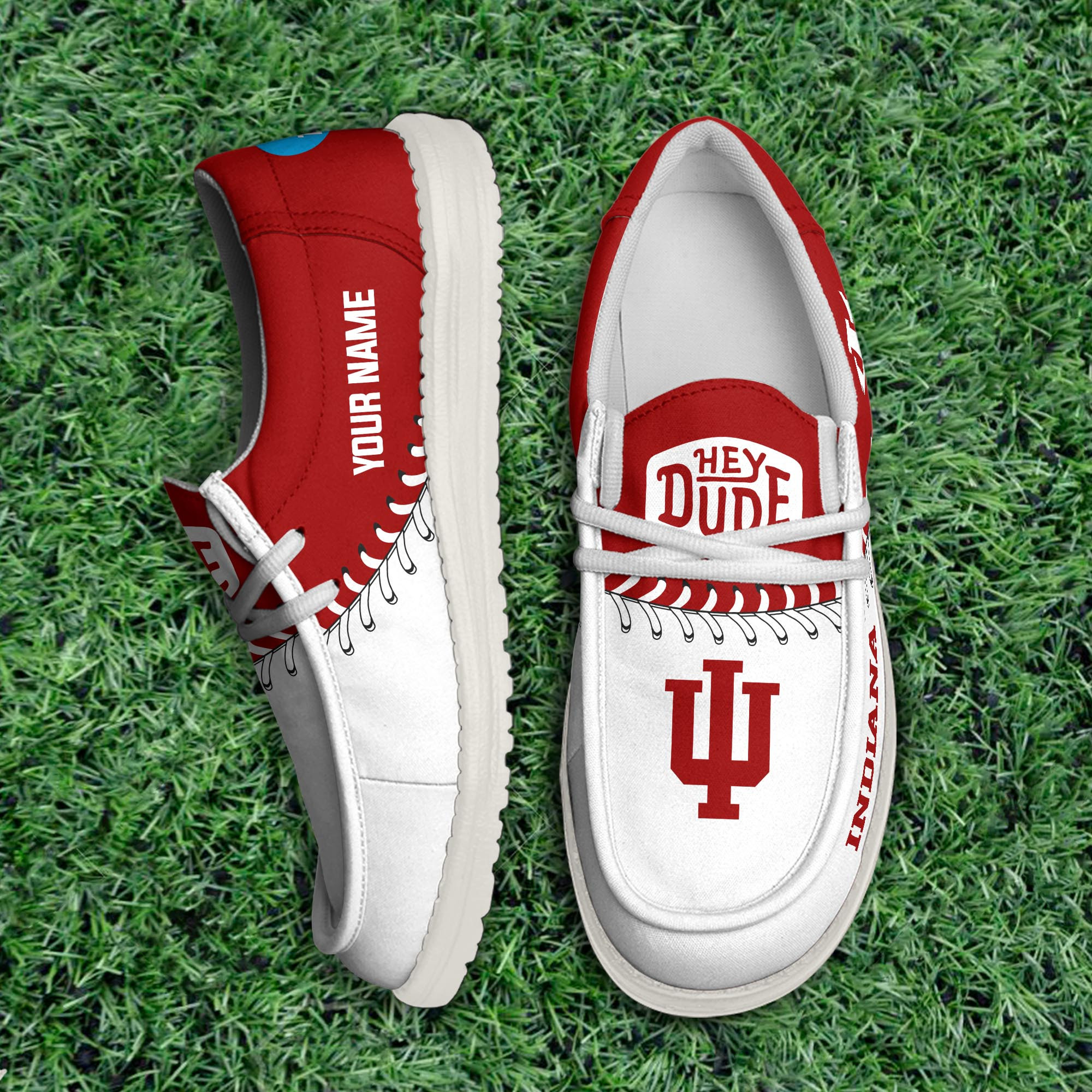 JWFancy Indiana Hoosiers Hey Dude Shoes Wally Men's Lace Up Loafers Comfortable For Men And Women