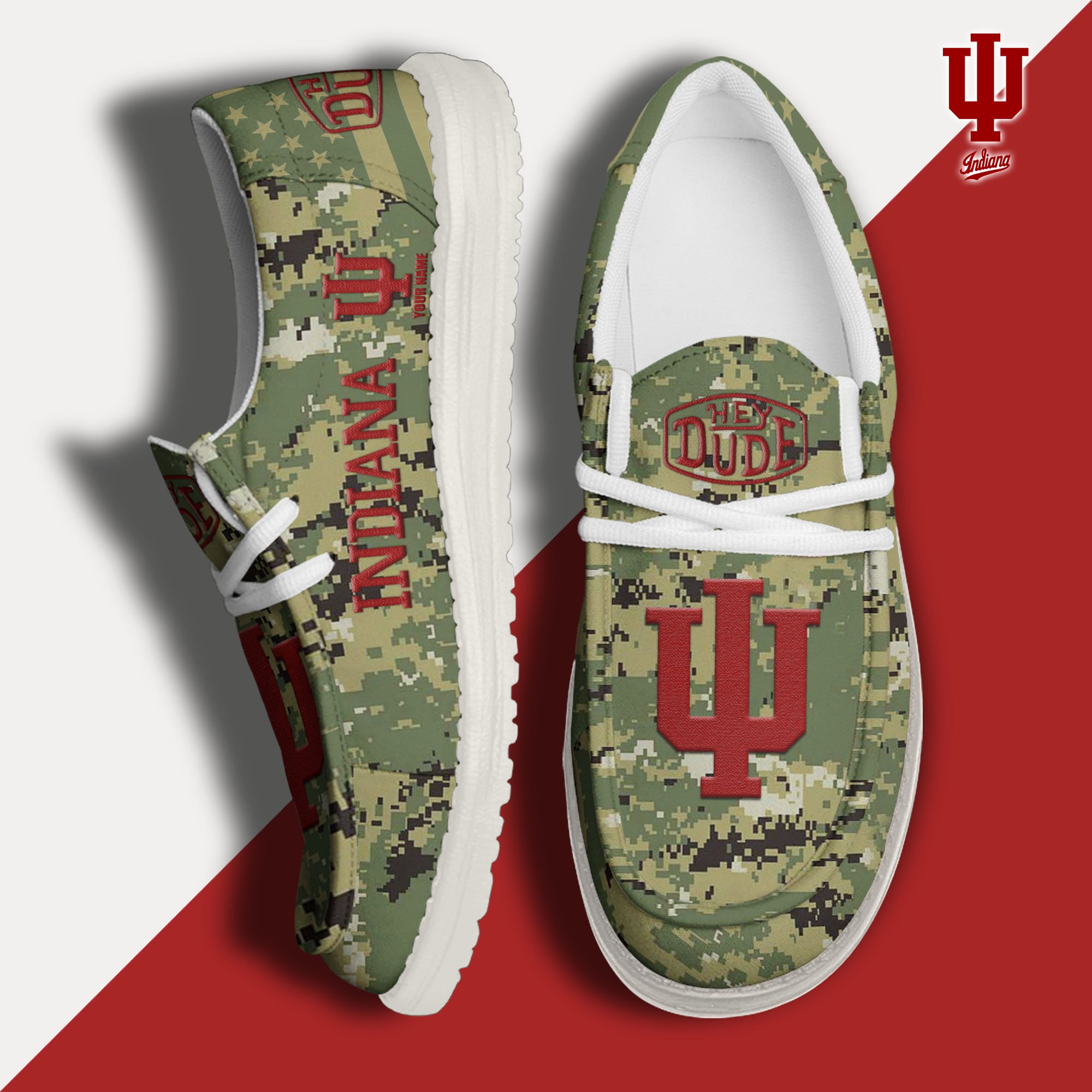 JWFancy Indiana Hoosiers Hey Dude Shoes Wally Men's Lace Up Loafers Comfortable For Men And Women