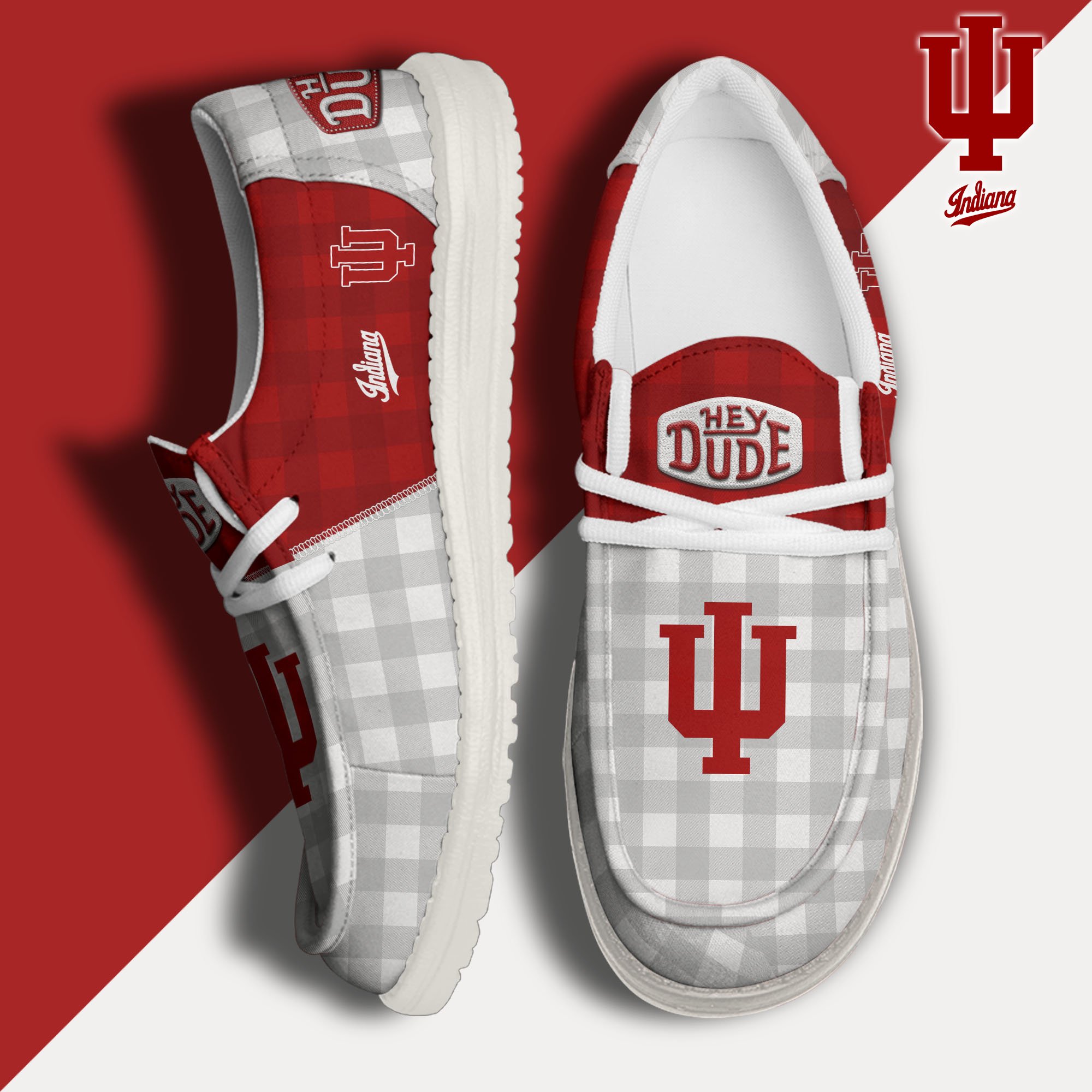 JWFancy Indiana Hoosiers Hey Dude Shoes Wally Men's Lace Up Loafers Comfortable For Men And Women